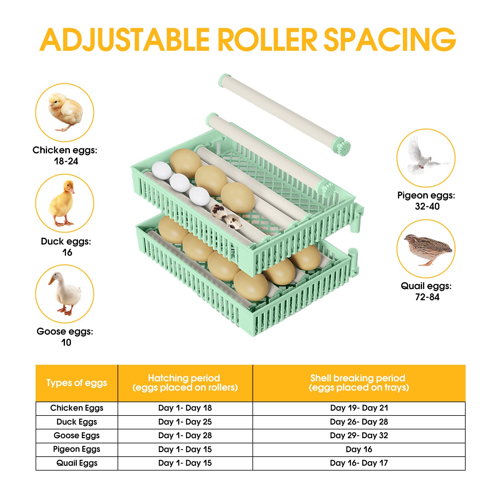 Automatic Egg Incubator for Chicken, Duck, Goose & Quail Eggs - 18-24 Egg Capacity with Auto Turning & Humidity Control - Includes Egg Candler for Hatching Success - Perfect for Home Poultry Farming & Backyard Hatcheries