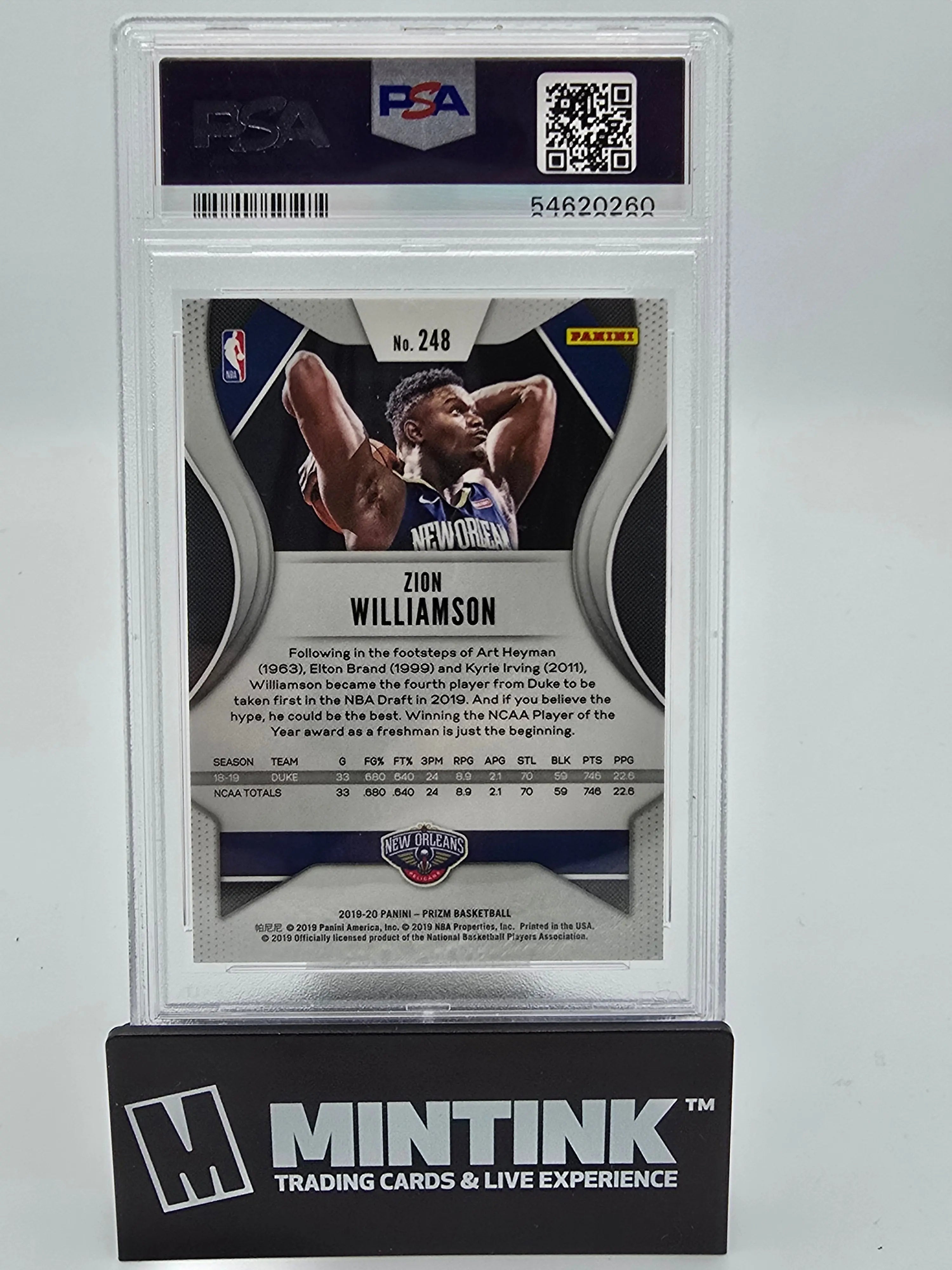 2019 Panini Prizm Basketball Zion Williamson Rookie Card #248 PSA 10 Gem Mint - Perfect for Collectors, Investment & Sports Memorabilia Displays