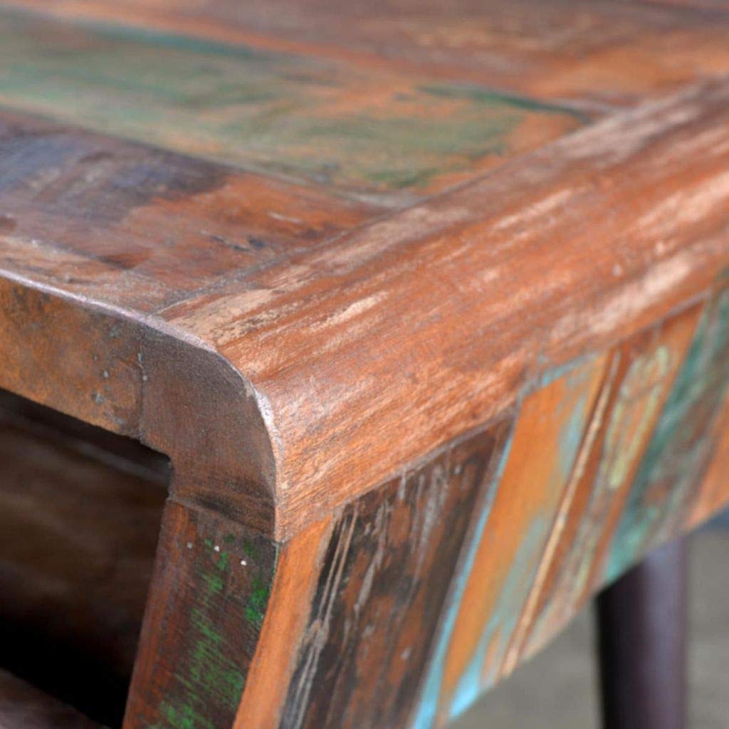 FAMIROSA Reclaimed Wood Desk with Sturdy Iron Legs - Rustic Home Office & Study Writing Table for Modern Workspace