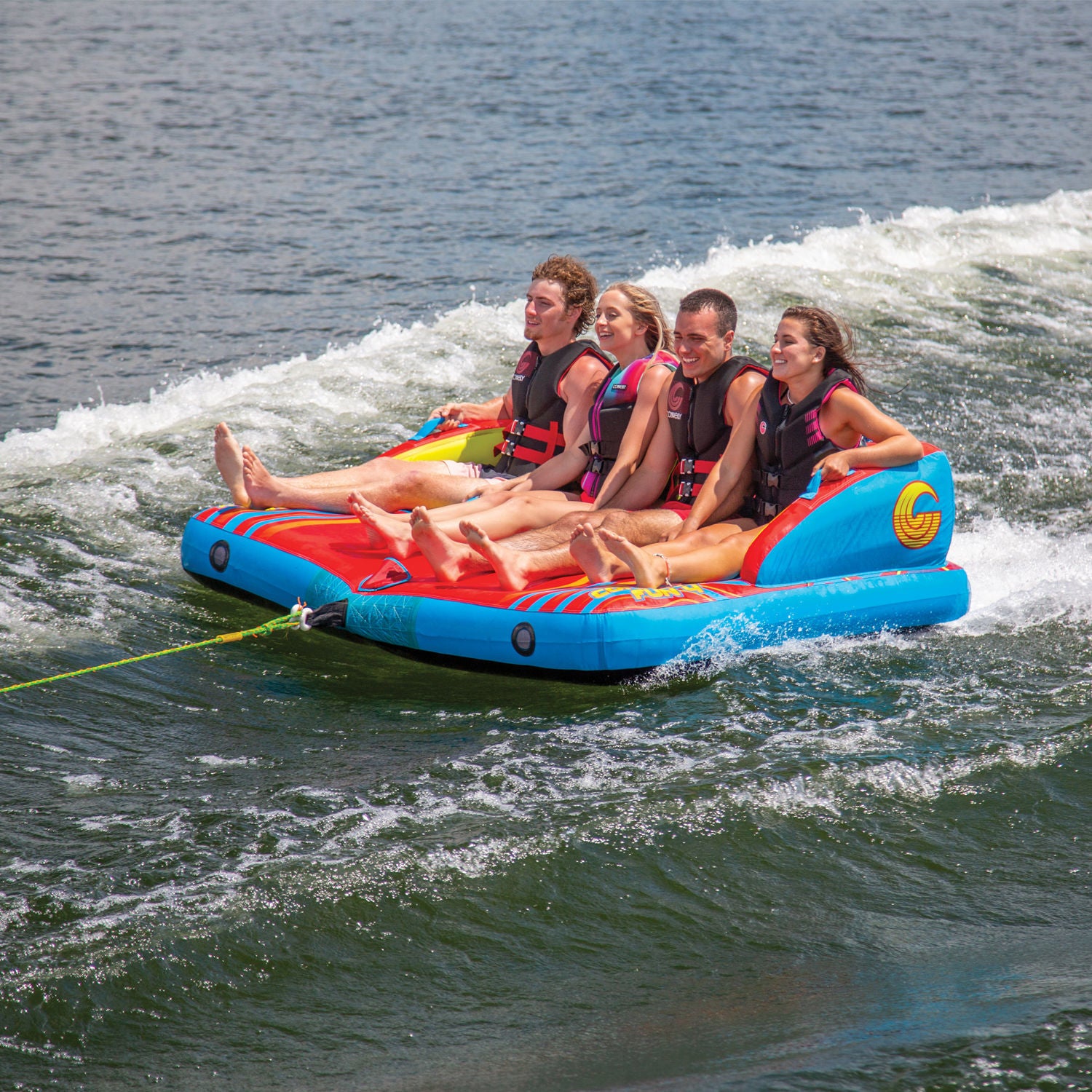Connelly Fun 4 Towable Tube - 4 Rider Inflatable Water Tube for Boating & Lake Fun - Perfect for Family, Friends & Summer Water Activities