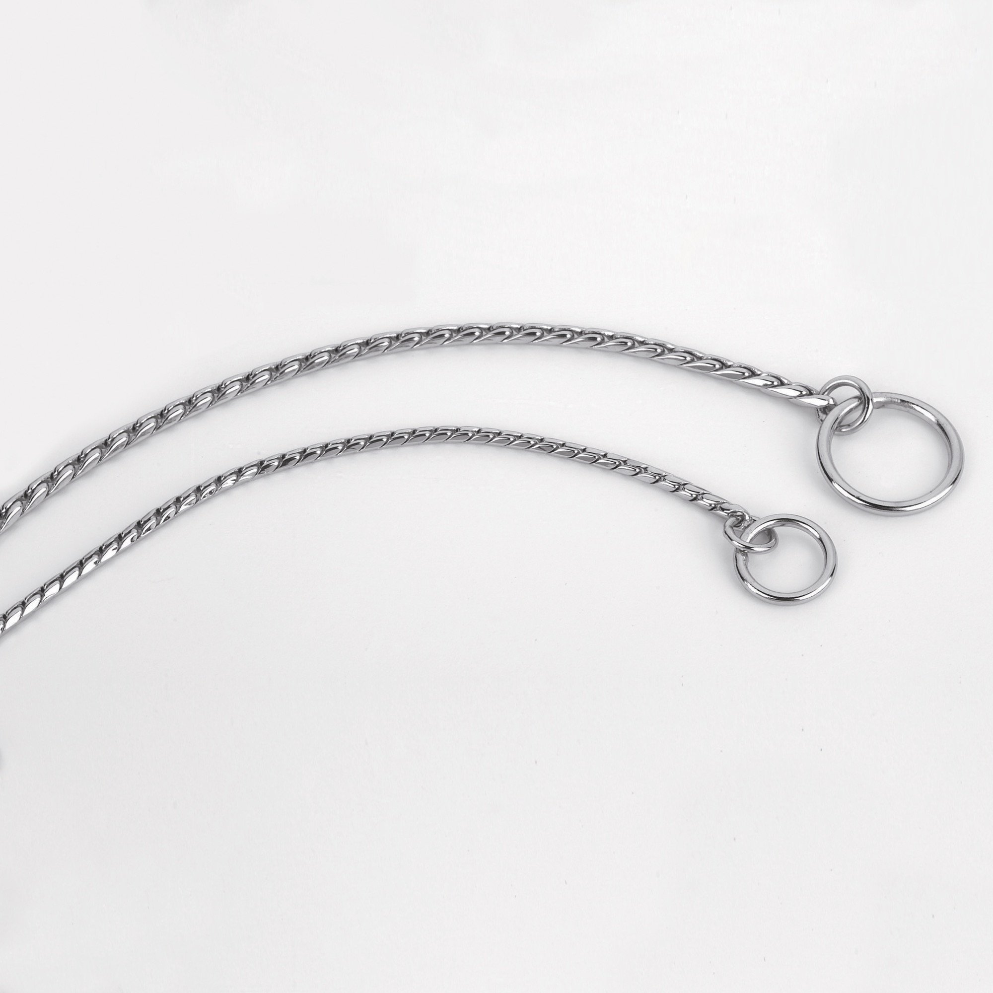 Premium Chrome Snake Chain Dog Collar - 24 Inch Martingale Choker for Large Breed Dogs | Slip-On Training Collar | Gentle Control Without Fur Damage | Perfect for Obedience Training & Daily Walks