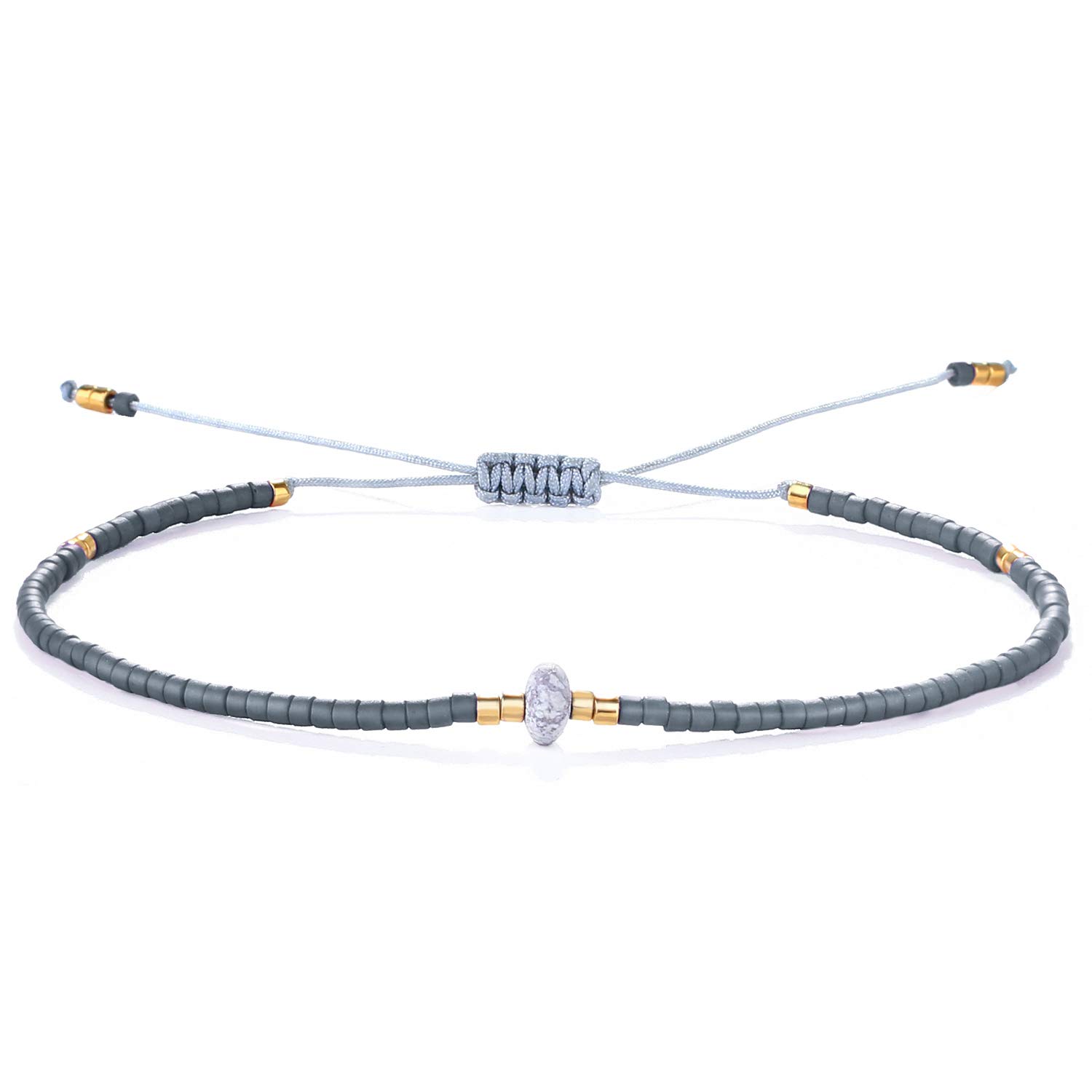 KELITCH Agate Seed Beads Friendship Bracelets for Women - Dainty Thin Beaded Bracelet Set - Boho Beach Jewelry for Summer, Gifts & Everyday Wear