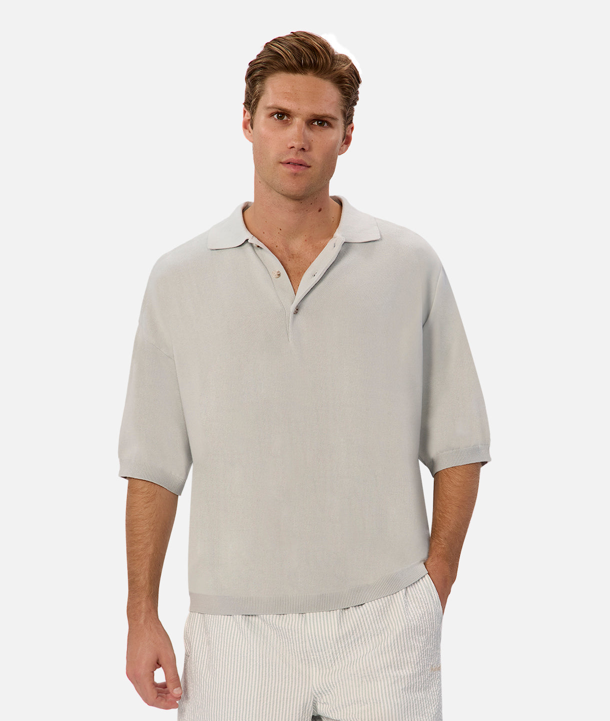 Del Sur Men's Knitted Polo Shirt - Premium Cotton Blend, Comfort Fit, Stylish Casual Wear for Office, Golf & Everyday Outfits