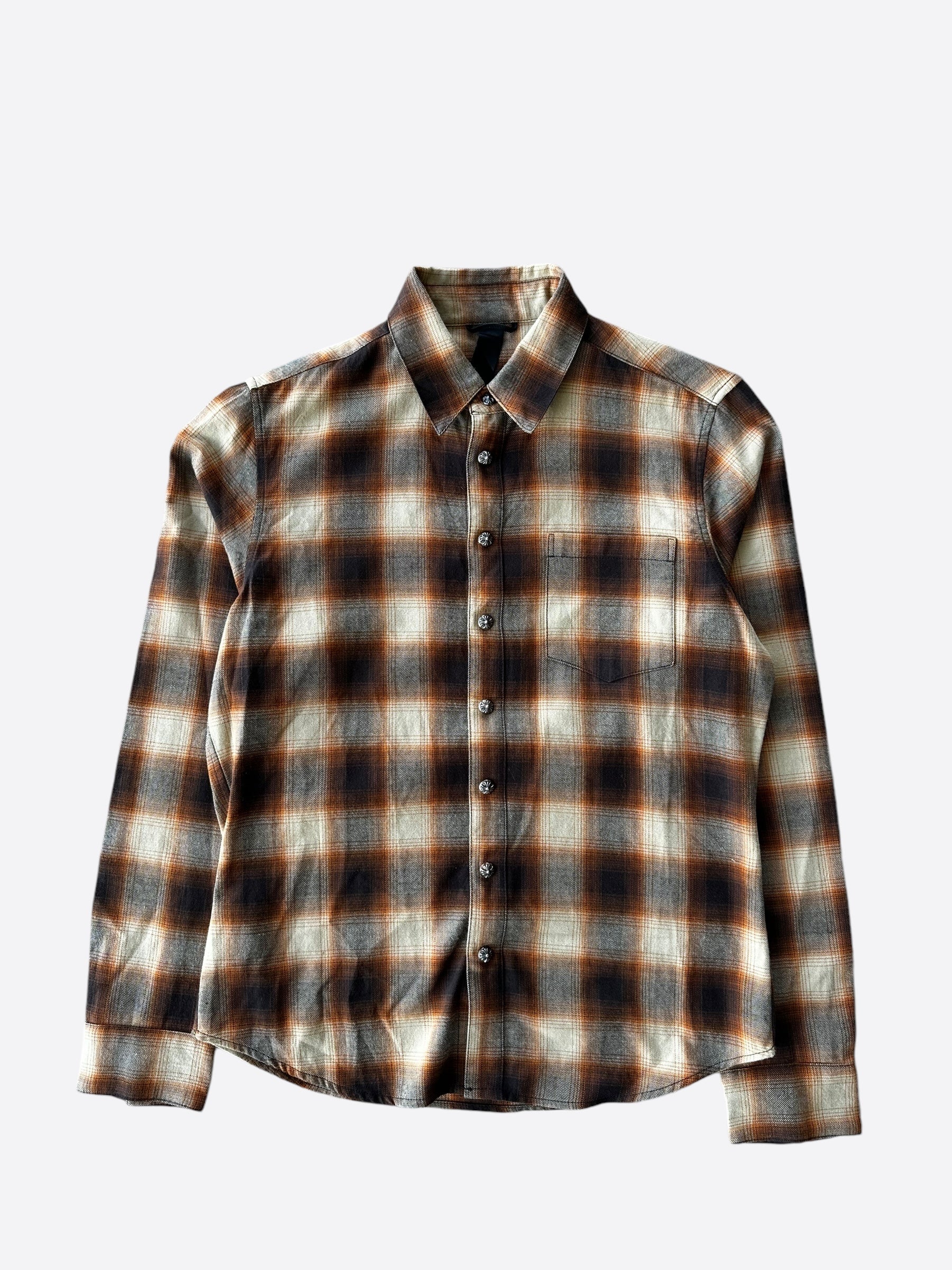 Chrome Hearts Matty Boy Brown Plaid Flannel Shirt for Men - Stylish Casual & Streetwear Outfits - Perfect for Fall Winter Layering and Everyday Fashion