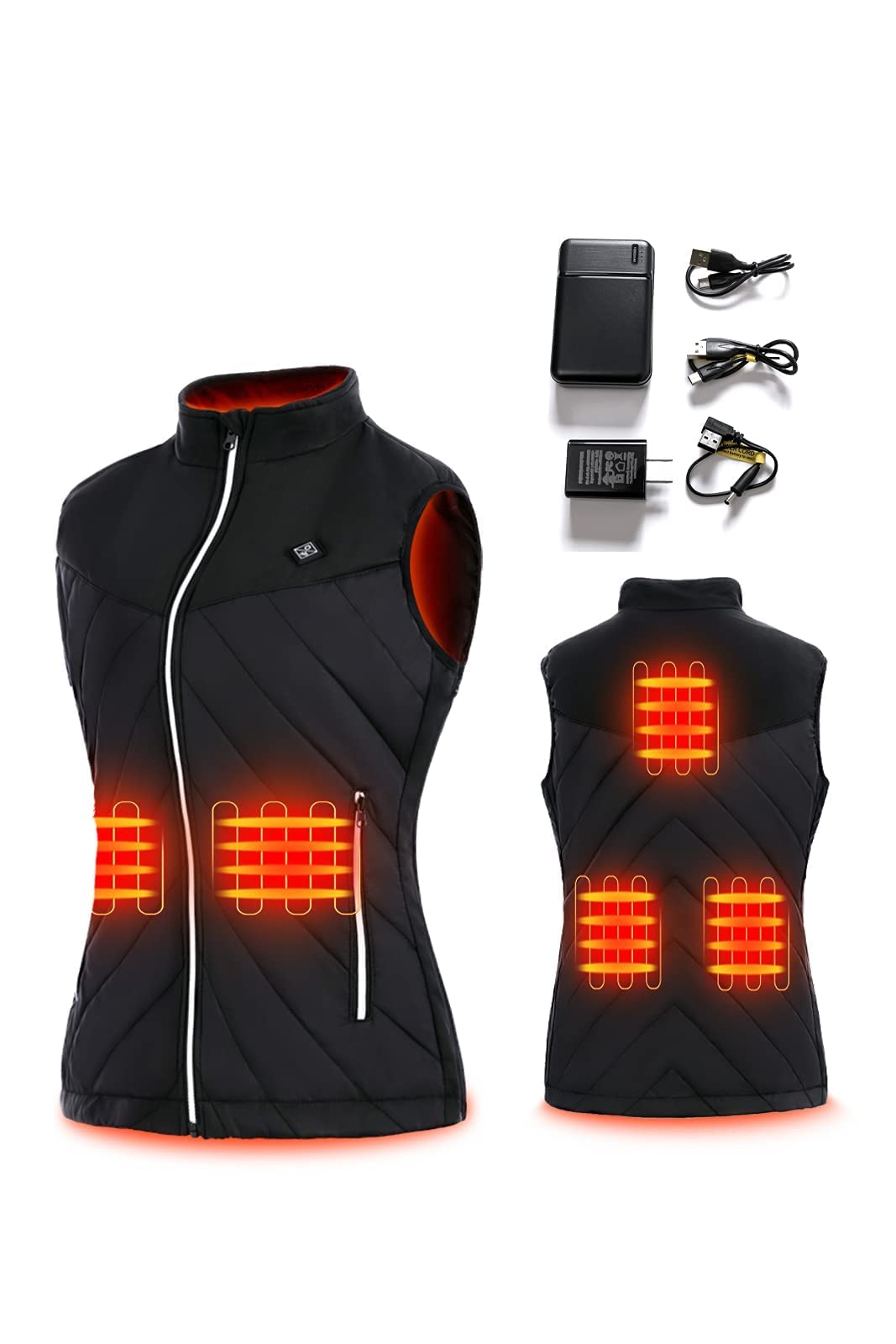Binivti Women's USB Heated Vest with Battery Pack - Lightweight Electric Warming Jacket for Outdoor, Hiking, Skiing & Winter Sports