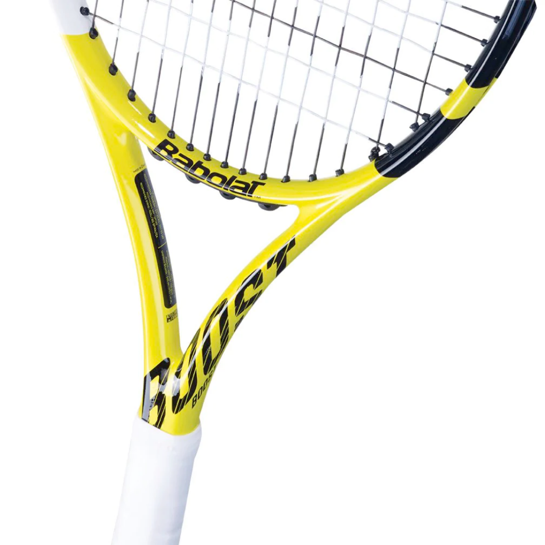 Babolat Boost Aero Strung Tennis Racquet | Lightweight Performance Racket for Adults | Yellow & Black Design | Perfect for Competitive Play & Training Sessions