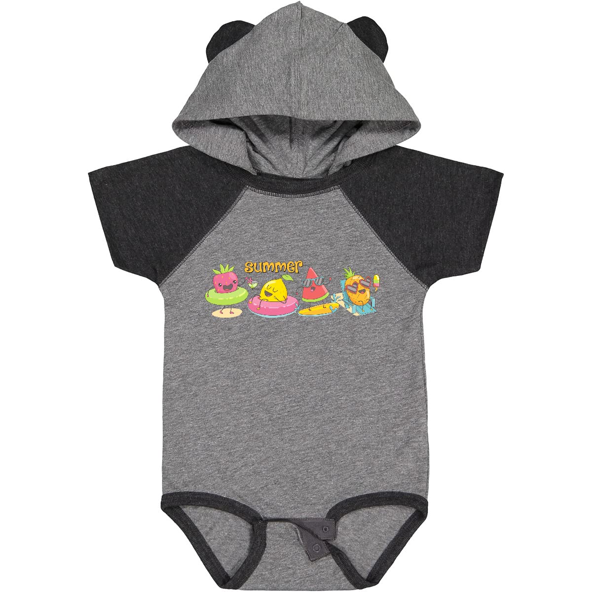 Inktastic Kawaii Summer Fruit Baby Bodysuit - Cute Cartoon Fruit Print Onesie for Infants & Toddlers - Perfect for Summer Outfits, Beach Trips, and Playdates