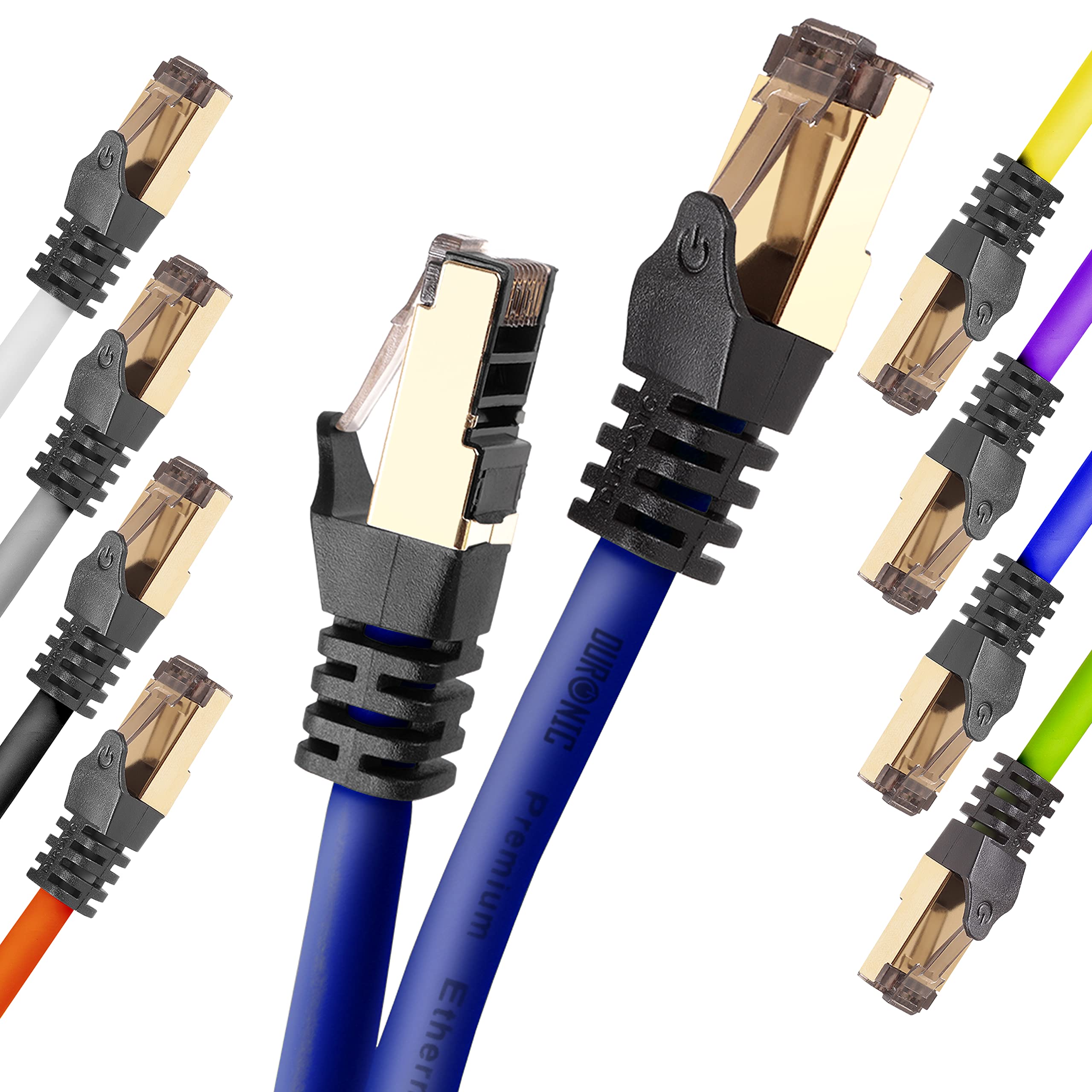 Duronic CAT8 Ethernet Cable 10M (32.8ft) - High Speed 40Gbps, 2000MHz Shielded Network Cable, SFTP RJ45 Patch Cord for Gaming, Streaming & Home Office - Blue