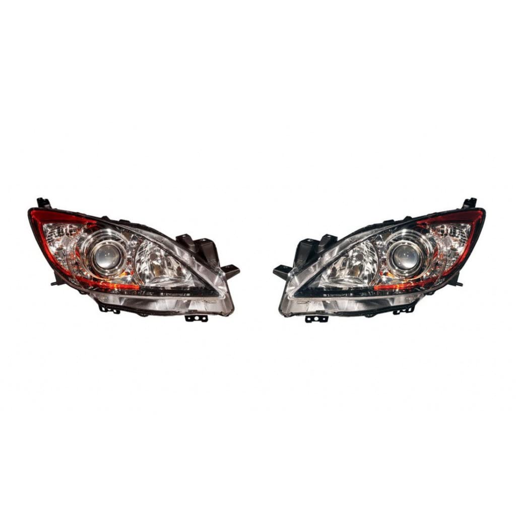 2014-2018 Mazda 3 Headlight Assembly Pair - HID Composite Replacement for Driver & Passenger Side (Part# MA2502145, MA2503145, BHN251041B, BHN251031B) | Perfect for Night Driving & Foggy Conditions