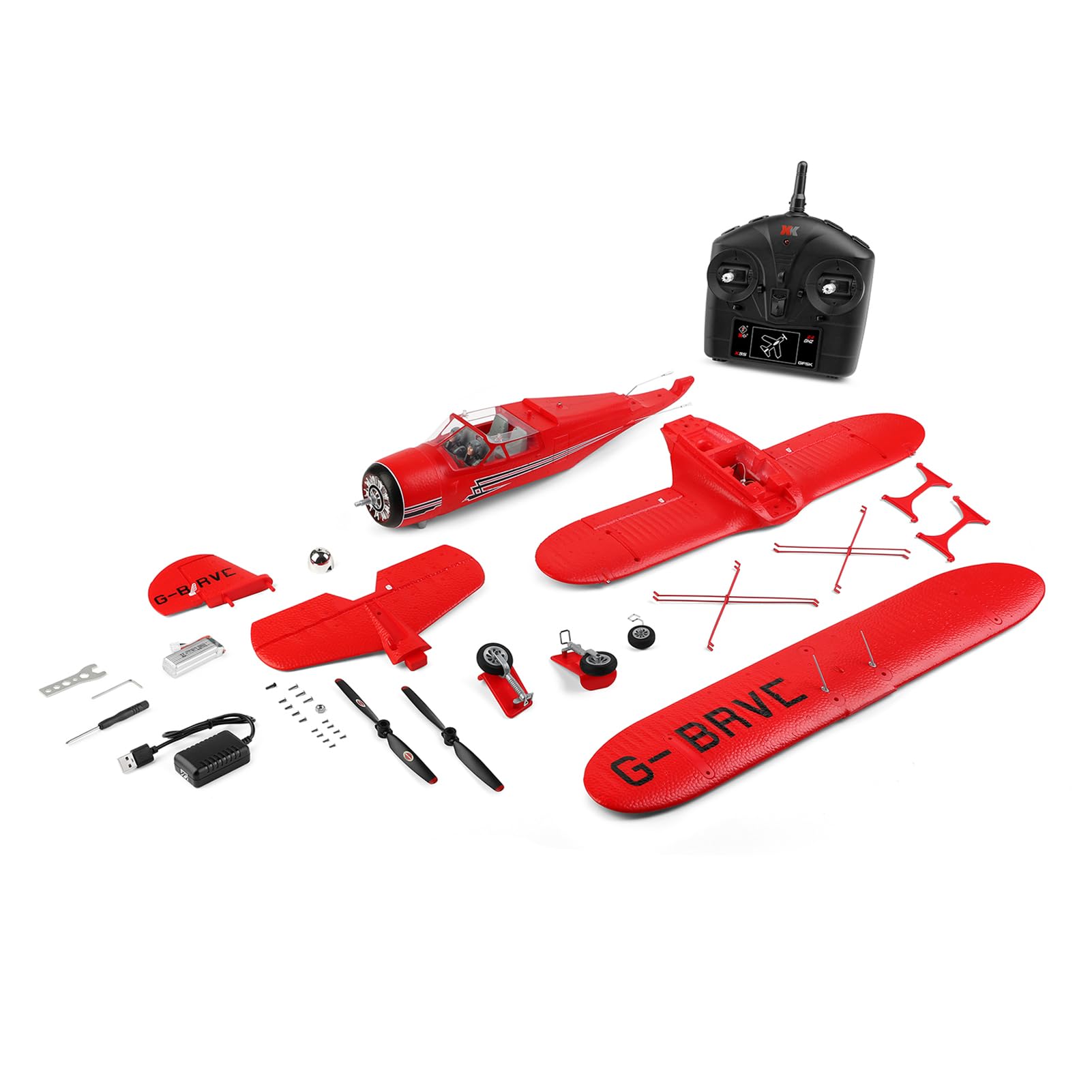 GoolRC RC Plane - WLtoys XK A300 4CH Brushless Remote Control Airplane, 2.4GHz RC Fighter with 3D/6G Mode, Easy to Fly for Beginners & Adults (Red) - Perfect for Outdoor Flying, Backyard Fun, and RC Hobby Training