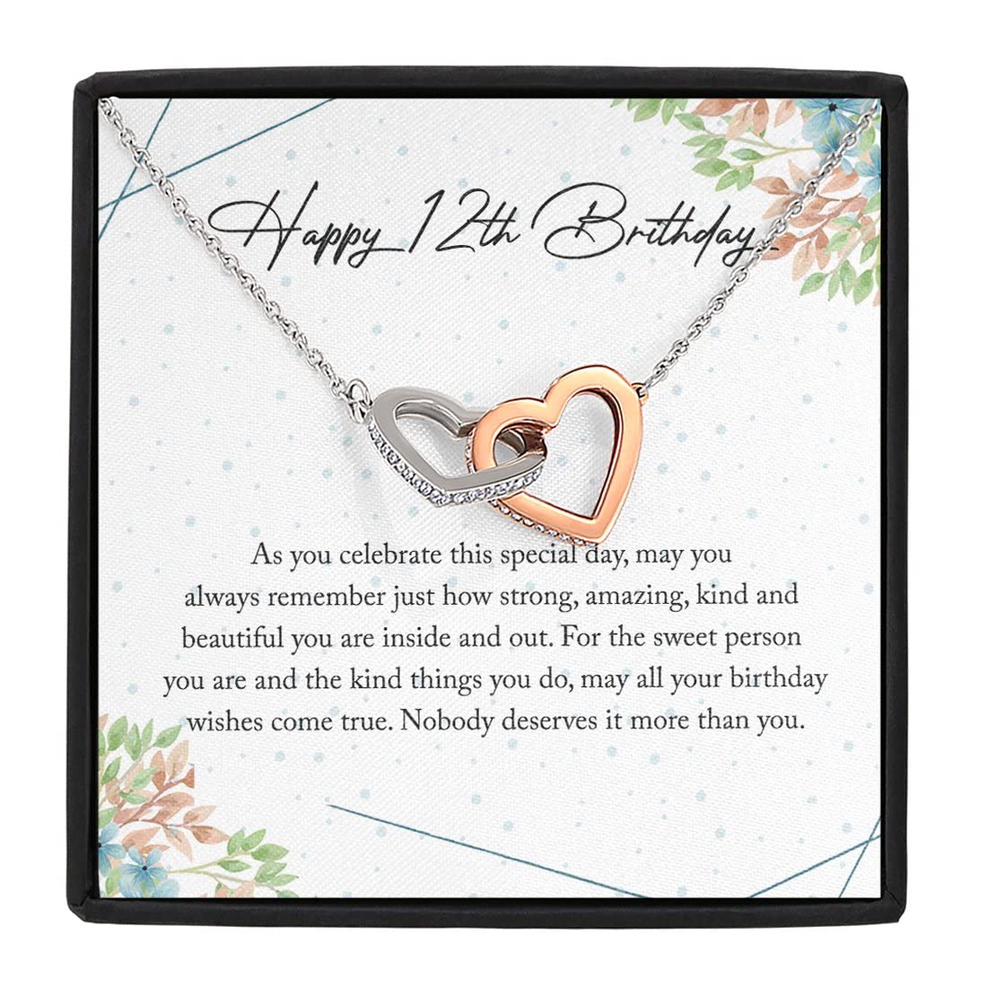 12th Birthday Interlocking Heart Necklace - Meaningful Sterling Silver Friendship Gift for Girls & Women | Perfect for Birthdays, Anniversaries & Special Occasions