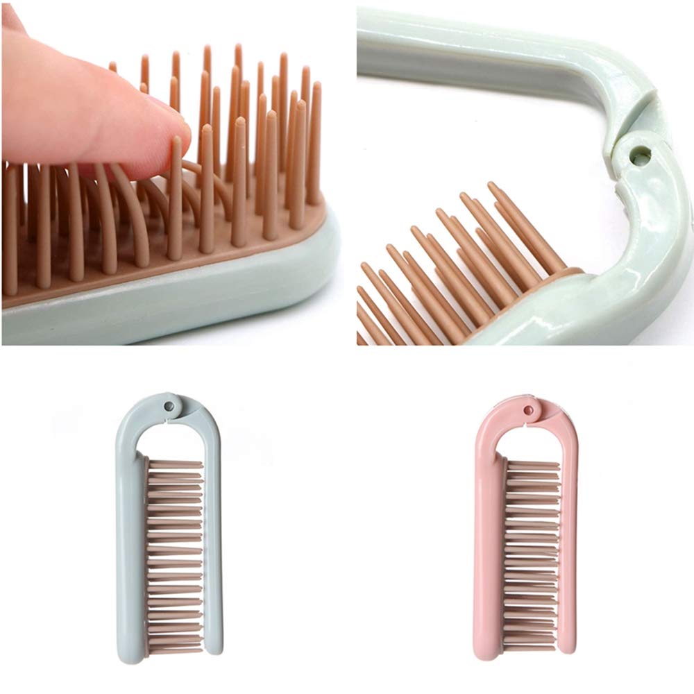 2Pcs Portable Folding Hair Brush & Comb Set - Mini Anti-Static Anti-Knot Massage Brush for Women & Girls - Compact Travel Size Fits in Handbag (Dark) - Perfect for Travel, Gym, Office & On-the-Go Styling