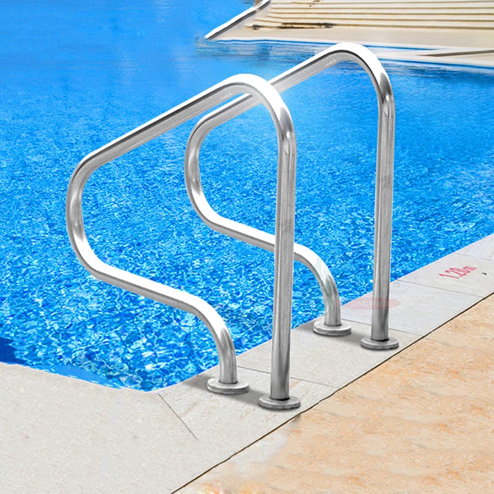 Stainless Steel Swimming Pool Handrails - Quick Install Non-Slip Safety Railings for Inground Pools | Durable Pool Ladder Handholds for Elderly & Kids Safety