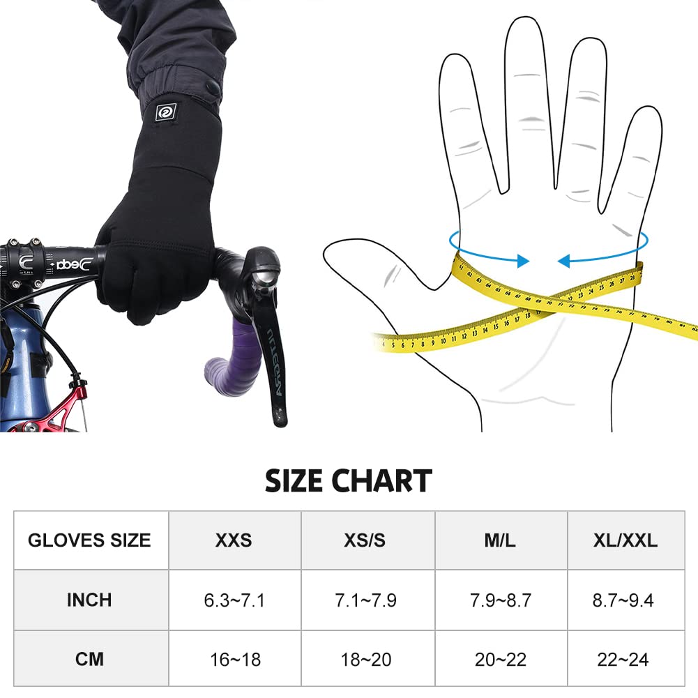 DAY WOLF Heated Glove Liners - 7.4V Rechargeable Battery Heated Gloves for Men & Women, Thin Thermal Winter Gloves for Running, Cycling, Motorcycle Riding & Outdoor Activities