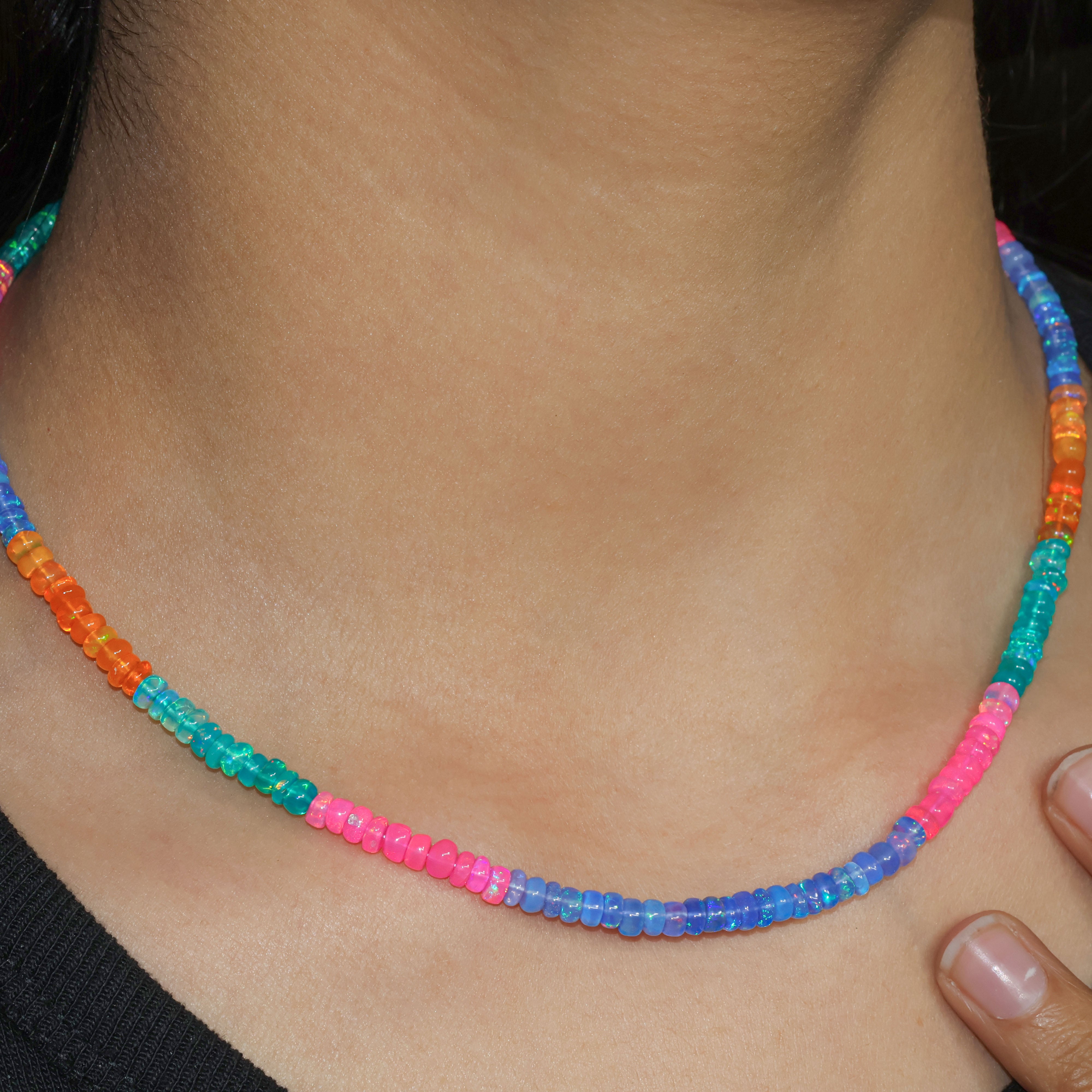 Natural Multicolor Opal Beaded Necklace for Women - Elegant Handmade Jewelry Gift for Birthday, Anniversary & Special Occasions