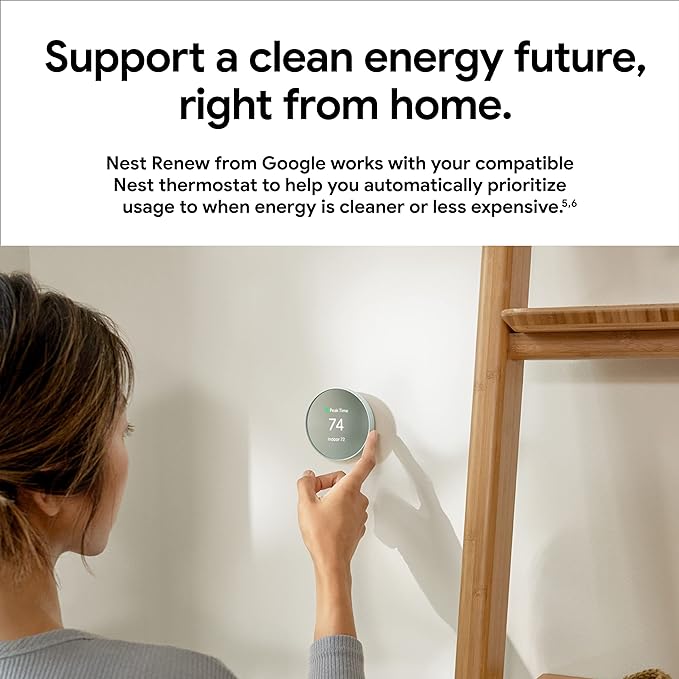 Google Nest Thermostat WiFi Smart Thermostat - Energy Saving Programmable Thermostat for Home, Compatible with Alexa - Perfect for Smart Home Automation & Temperature Control