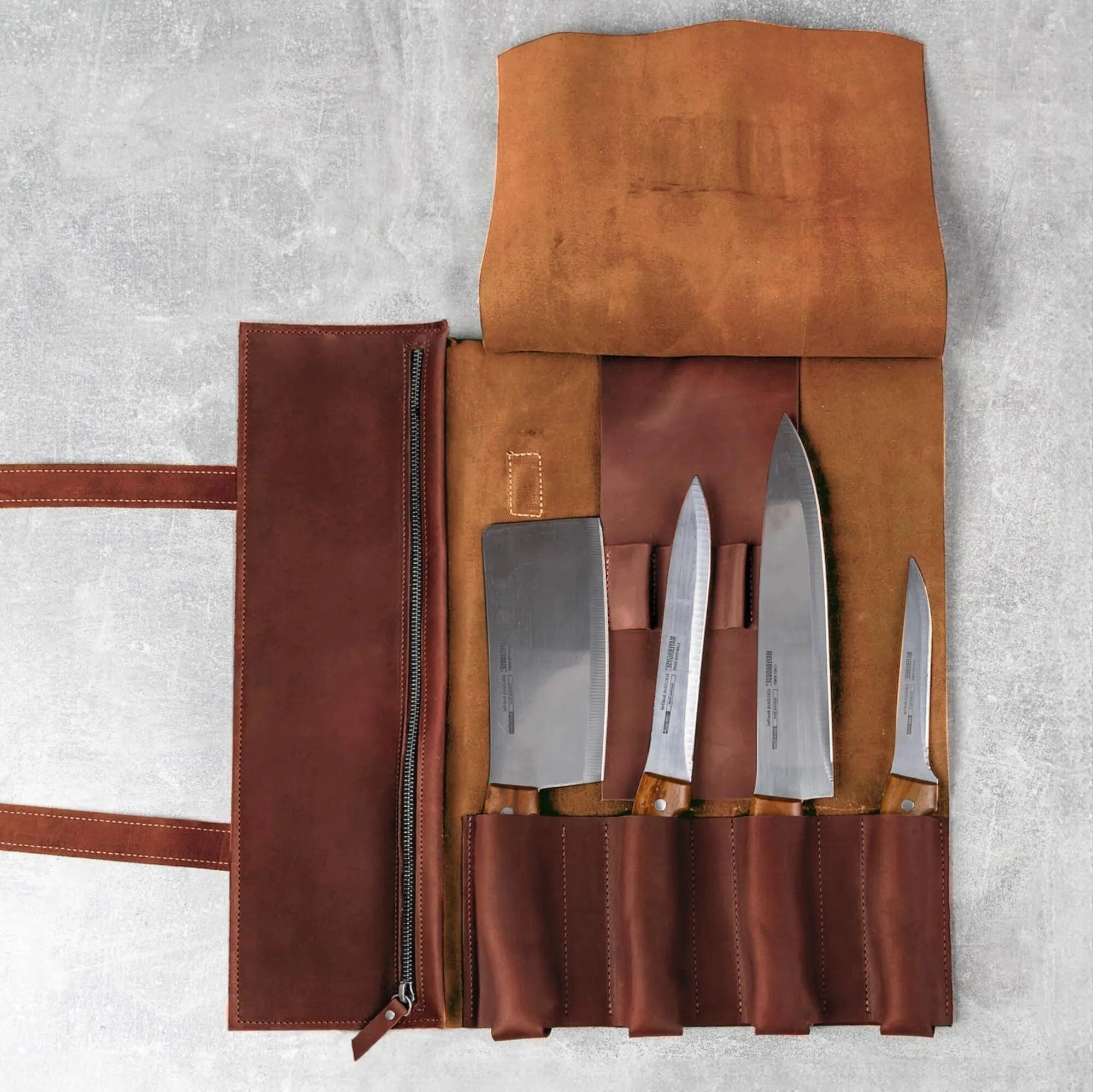 Premium Leather Knife Roll for Chefs & Butchers - Durable Professional Knife Storage Case with 12 Slots - Perfect for Kitchen, Camping & Culinary Gifts