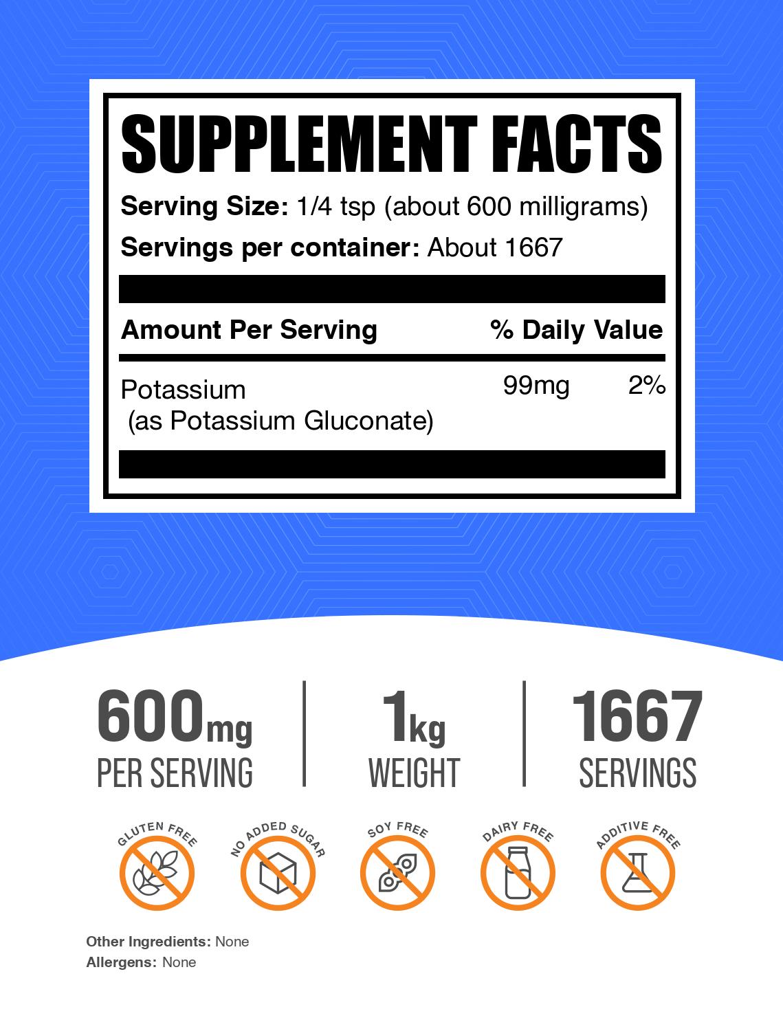 Best Potassium Gluconate Powder Supplement - 100% Pure & Vegan-Friendly for Muscle Recovery & Heart Health - Ideal for Athletes, Fitness & Daily Wellness