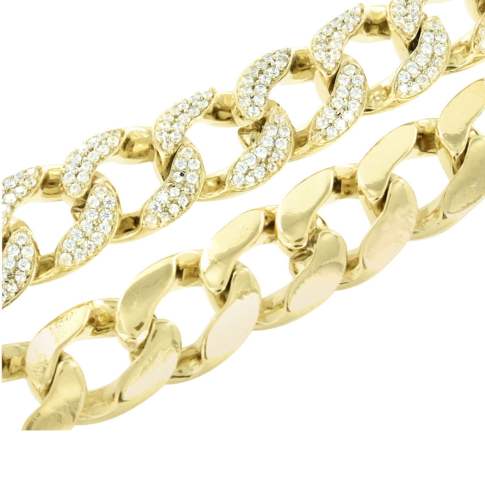 14K Yellow Gold Miami Cuban Link Chain Necklace with Lab-Grown Diamonds | 30