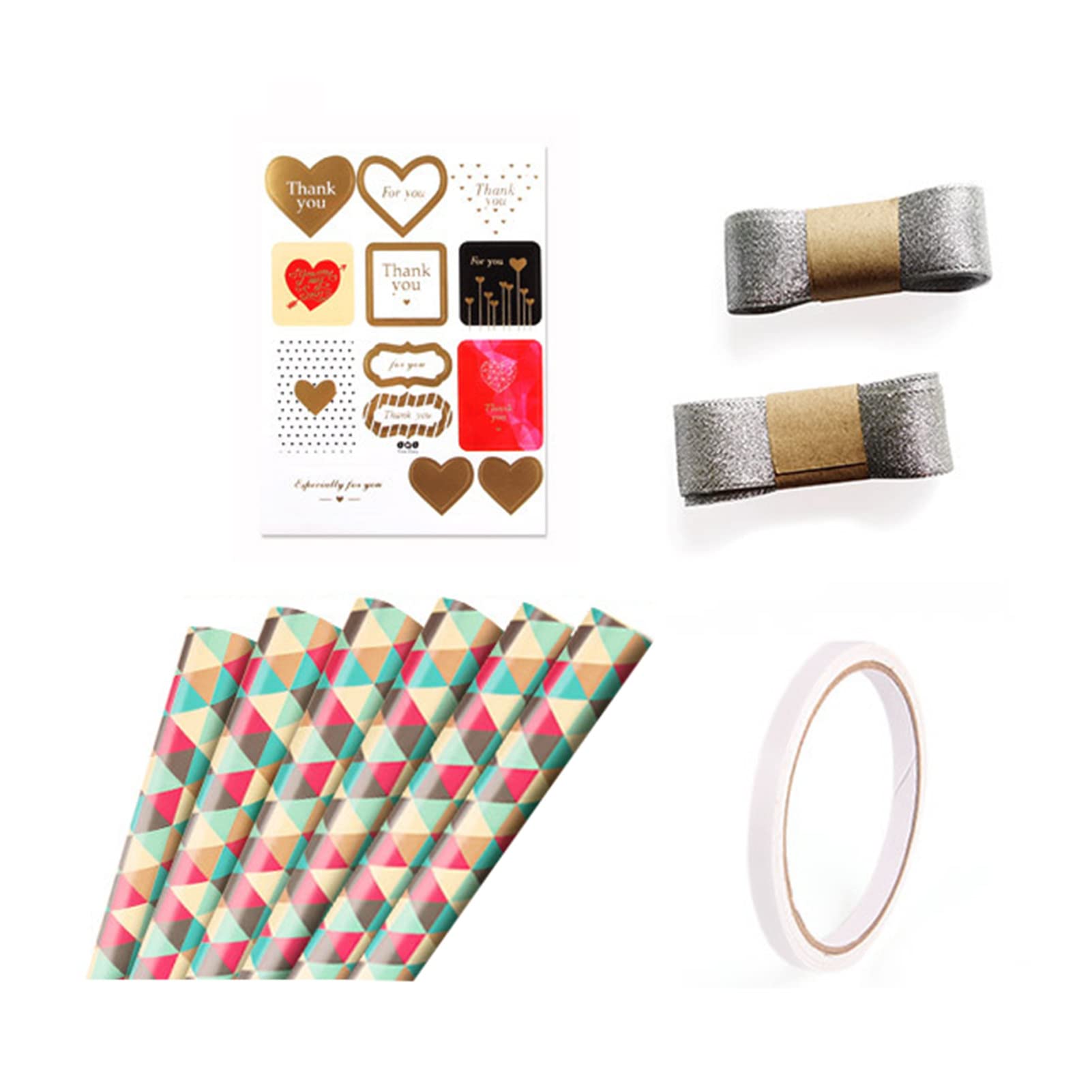 Eco-Friendly Christmas Gift Bags & Wrapping Paper Set - 8-Piece DIY Party Gift Wrap Kit with Smooth Art Paper for Holiday Presents, Birthday Party Favors and Special Occasions