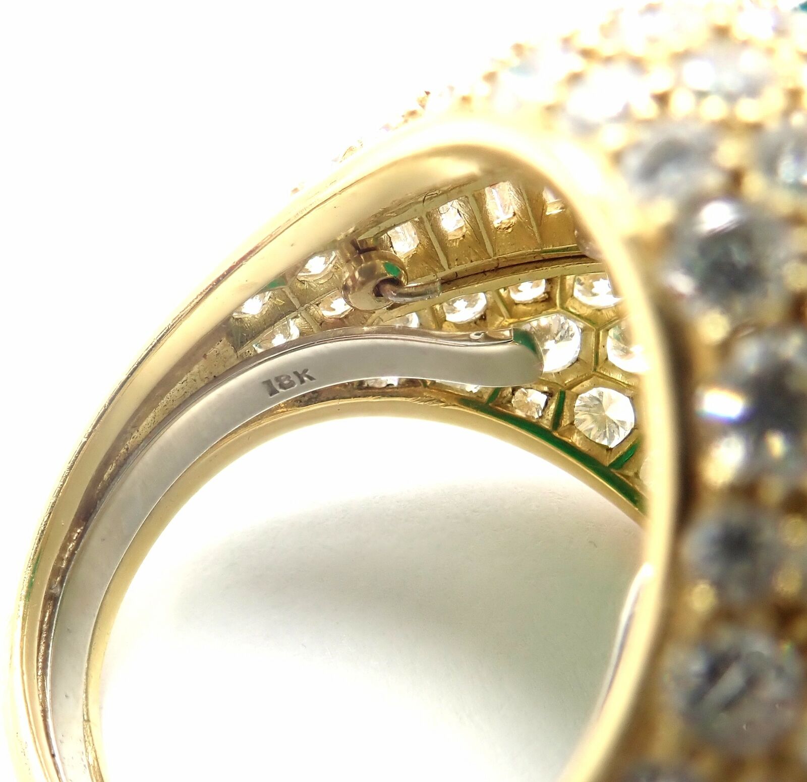 Authentic David Webb 18K Yellow Gold Diamond & Colombian Emerald Ring - AGL Certified Luxury Jewelry for Weddings, Anniversaries & Special Occasions
