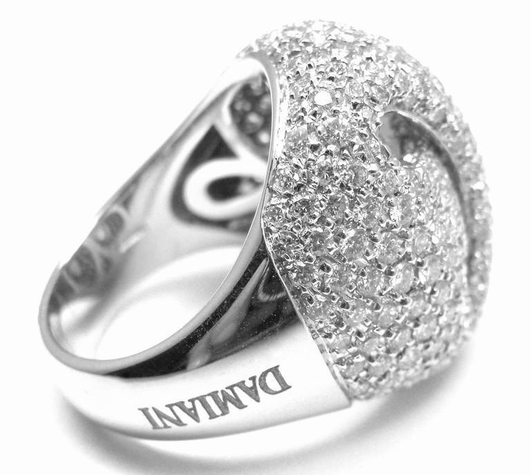 18K White Gold Damiani Diamond Ring - 3.21ctw Large Size 7 - Perfect for Engagement, Wedding & Anniversary Gifts