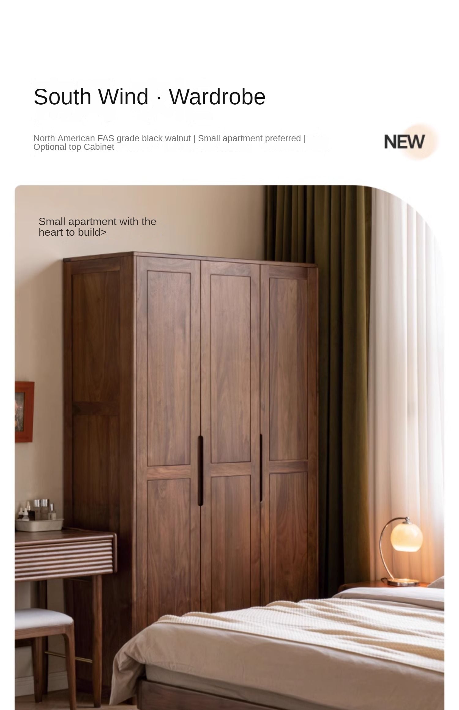 Premium Black Walnut Solid Wood Wardrobe - Handcrafted Closet Organizer with Adjustable Shelves | Perfect for Bedroom, Walk-in Closet & Master Suite Organization