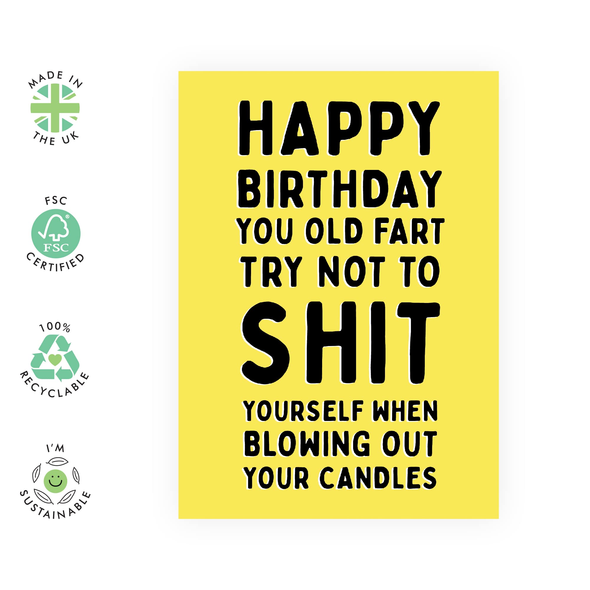 Funny Birthday Cards for Men - Hilarious Rude Cards for Dad, Grandad, Nan, Mom - 50th, 60th, 70th Milestone Birthday Gifts - Includes Fun Stickers - UK Made - Perfect for Office Pranks, Retirement Parties & Adult Humor Gifting