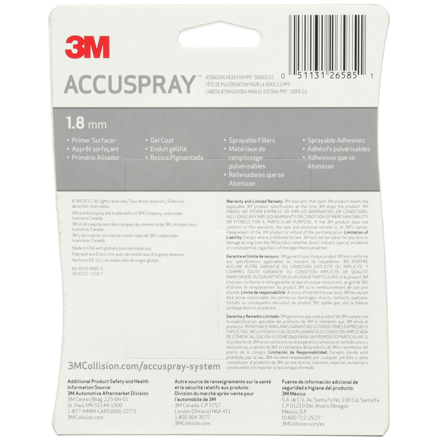 3M Accuspray Paint Spray Gun Nozzle Refills for PPS 2.0 System - 26585, 1.8mm Clear Nozzle (1 Pack) - Restores Like-New Spray Performance for Automotive, Furniture & DIY Painting Projects