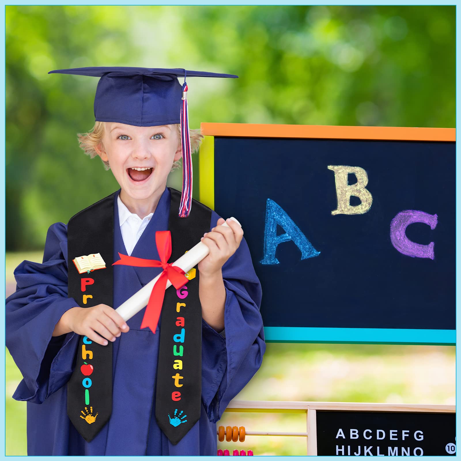 Jetec 2-Pack 2025 Preschool Graduation Stoles - Kindergarten Graduation Sash for Boys & Girls - Perfect Graduation Gifts for Kids (Blue/White) - Ideal for Preschool Ceremonies, Photo Shoots & Keepsakes