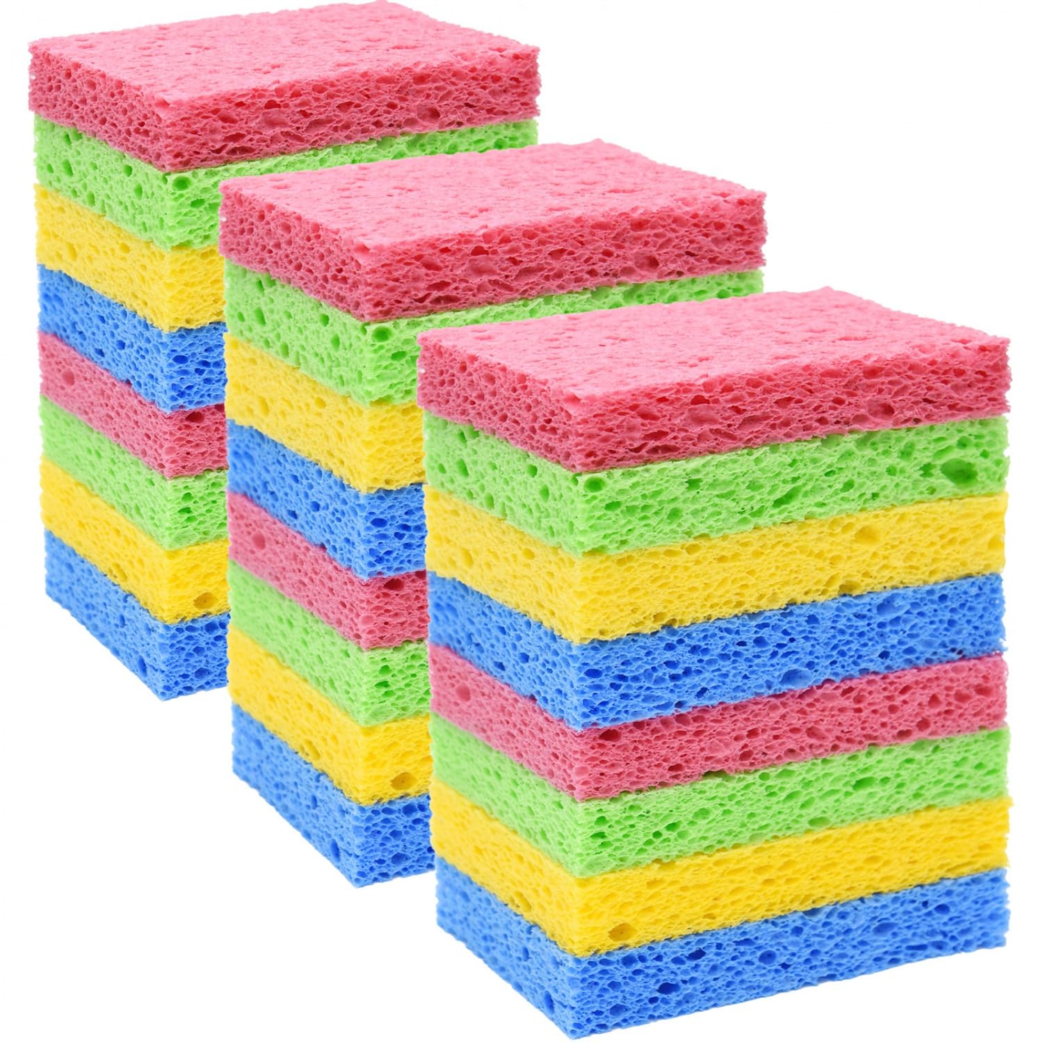 YoleShy 24 Pack Natural Cellulose Compressed Kitchen Sponges - Reusable, Non-Scratch Dish Sponges for Cleaning, DIY & Kids Crafts - Perfect for Washing Dishes, Countertops & Bathroom Surfaces