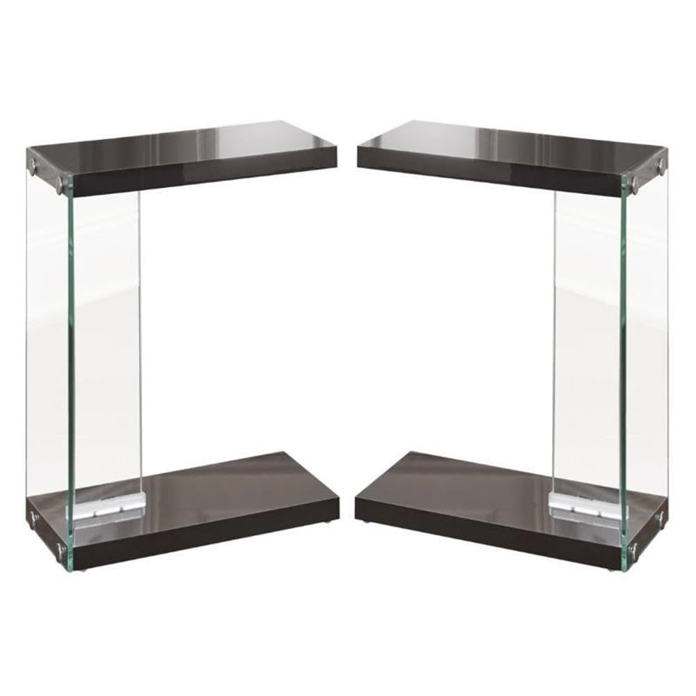 Black Finish Home Square Chairside End Table Set of 2 - Modern Side Tables for Living Room, Bedroom or Office - Perfect for Coffee, Books & Decor
