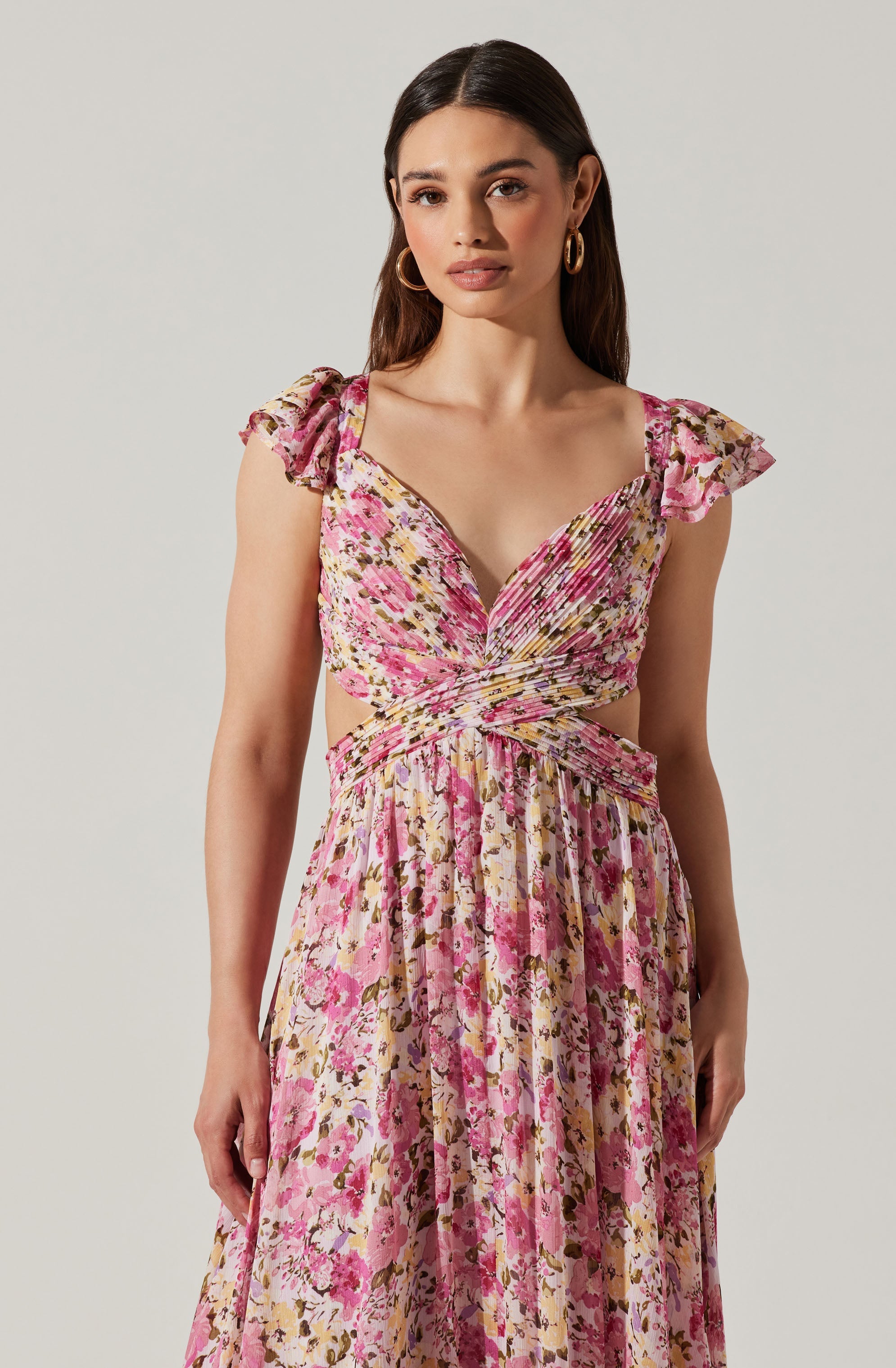 Primrose Floral Strappy Back Maxi Dress - Women's Summer Boho Beach Wedding Party Dress for Vacation & Outdoor Events