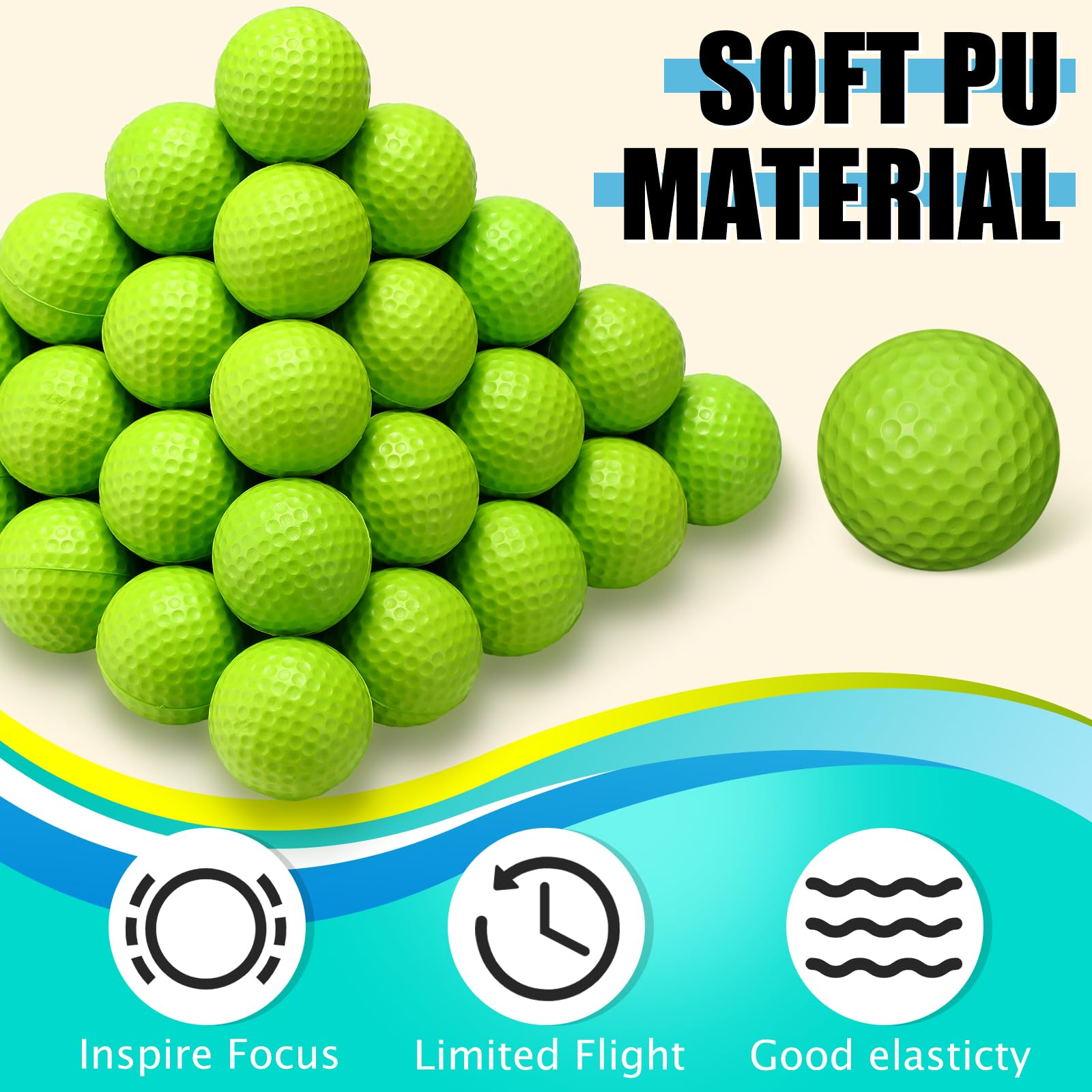 200 Pcs Foam Golf Practice Balls - Bulk Limited Flight Training Balls with Realistic Feel for Indoor & Outdoor Swing Practice - Perfect for Backyard, Driving Range & Golf Course Training