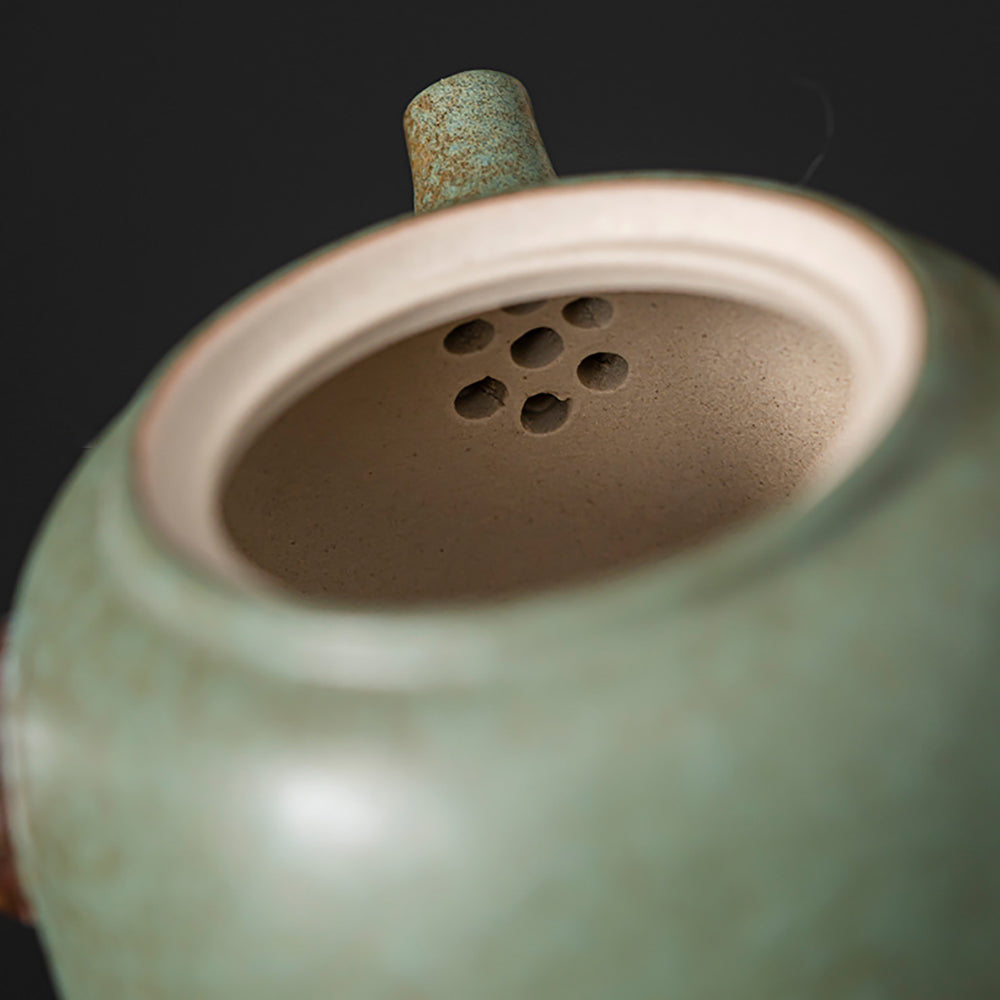 Japanese Coarse Pottery Kyusu Teapot with Lotus Design - Handmade Ceramic Tea Set for Green Tea, Matcha & Herbal Tea - Perfect for Tea Ceremonies, Home Brewing & Gifting