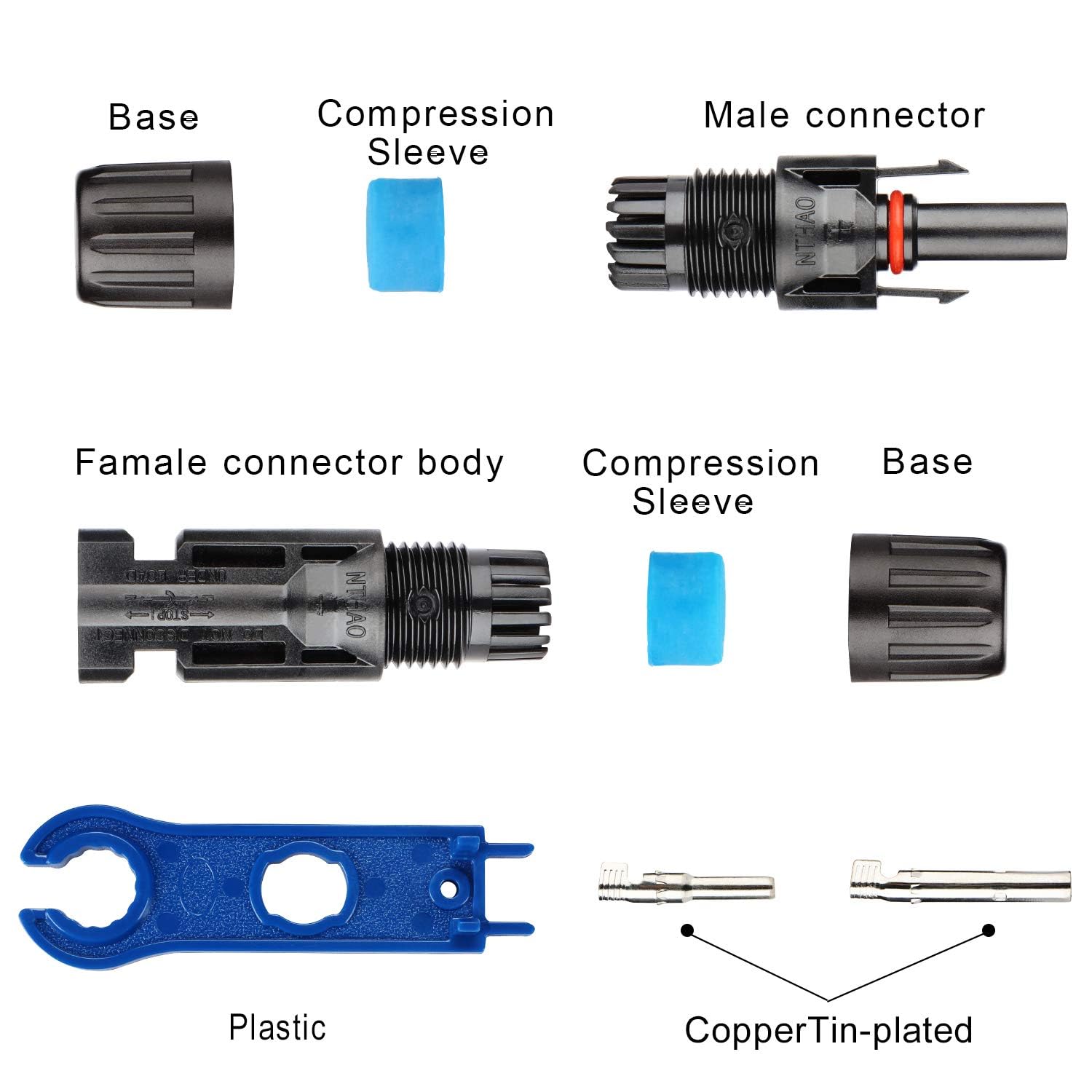 50 Pairs Solar Connectors - IP67 Waterproof Male & Female MC4 Connectors for Solar Panels, RV, Boat & Off-Grid Systems
