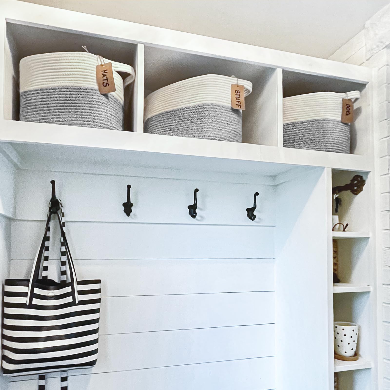 Goodpick Woven Storage Baskets 3-Pack - Organize Shelves, Nursery & Home Decor
