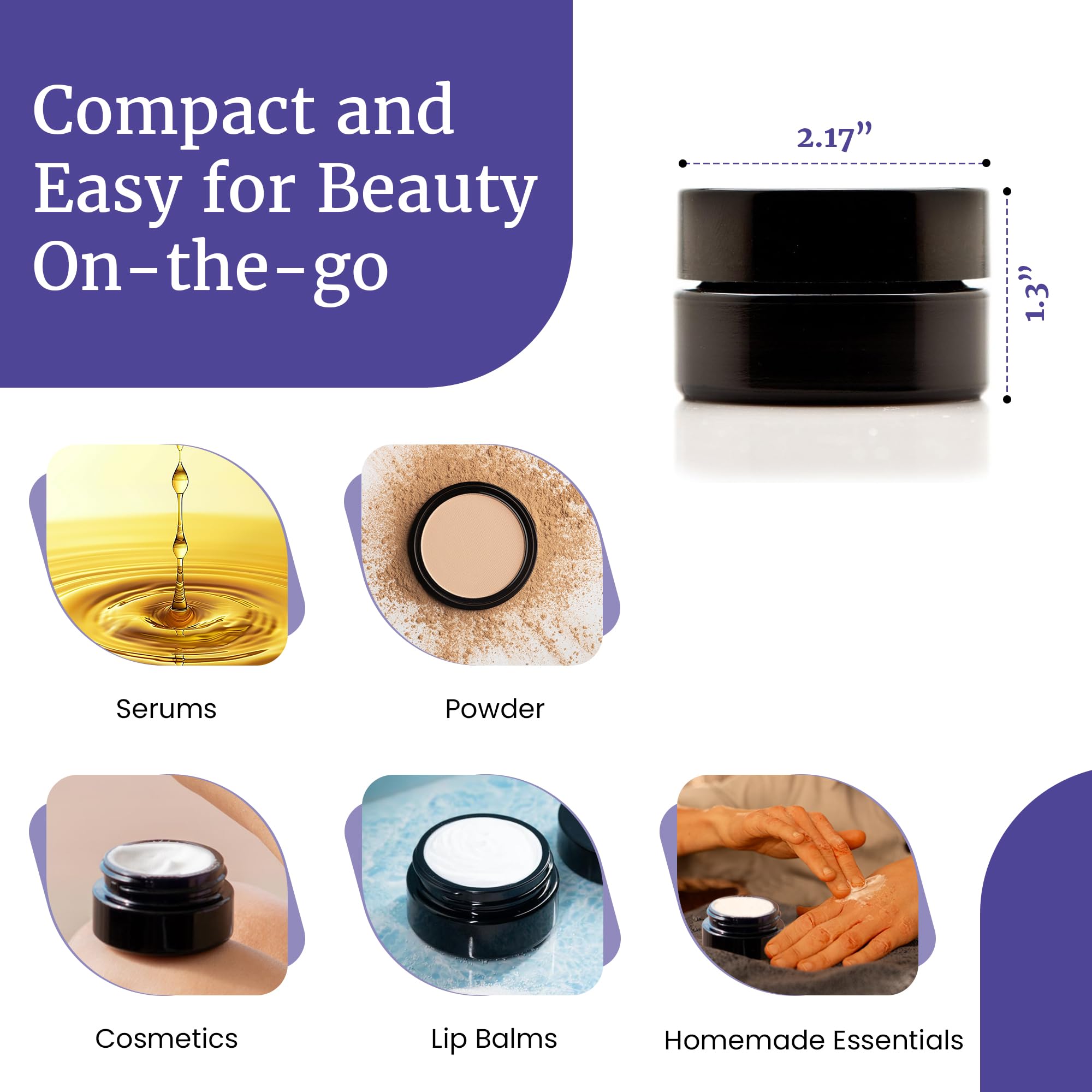 30ml (1 fl oz) Black UV-Protected Refillable Glass Cosmetic Jars - Screw Top Travel Bottles for DIY Beauty, Creams, Ointments & Samples (Pack of 10) | Perfect for Travel, Skincare Storage & Sample Packaging