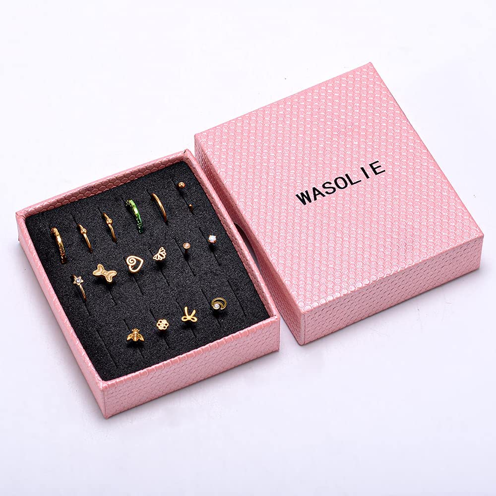 16 PCS 316L Stainless Steel Nose Rings & Studs for Women and Men - Hypoallergenic Body Piercing Jewelry Set with Screw Backings - Perfect for Everyday Wear, Parties and Self-Expression