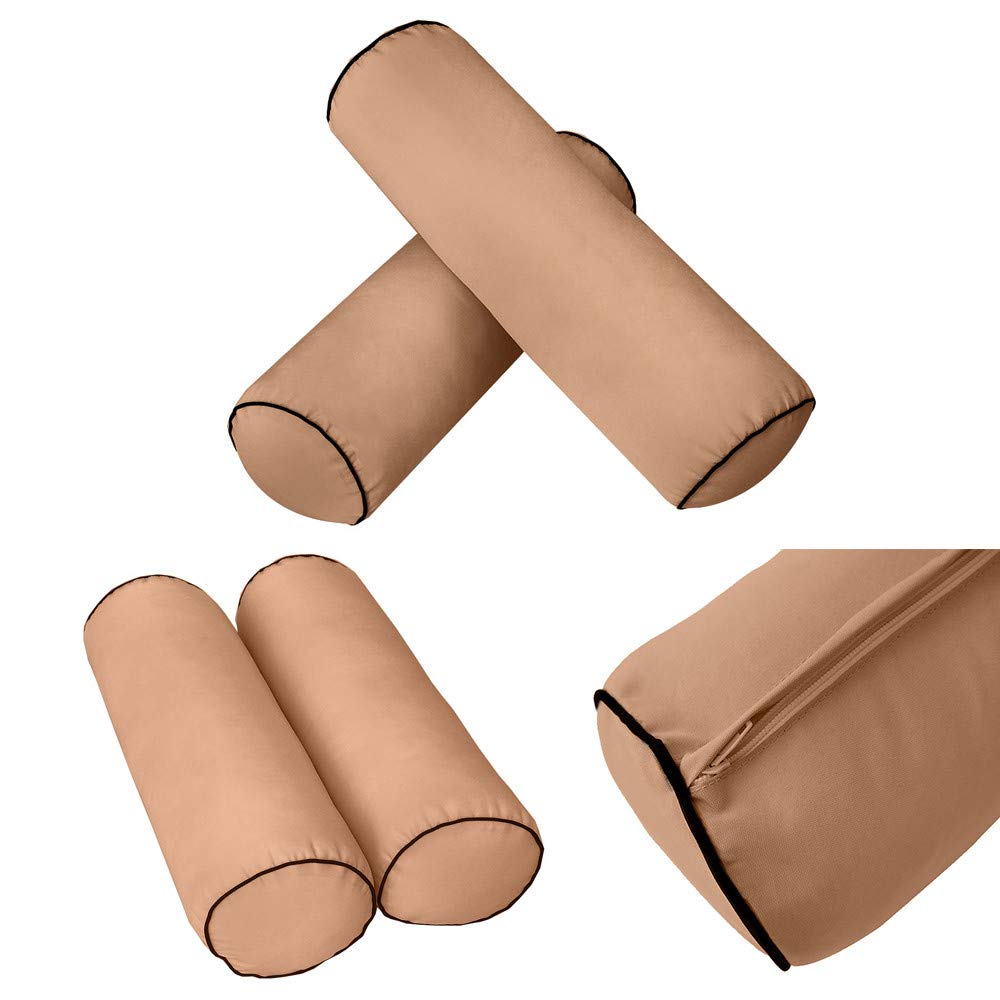 Prolinemax Outdoor Style 2 Full Contrast Trim Daybed Mattress Bolster Pillow Fitted Cover - Waterproof & Breathable - Perfect for Patio, Sunroom, and Poolside Lounging AD104