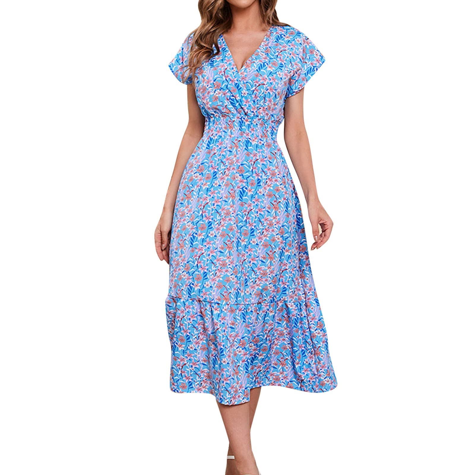 Women's Chiffon Print Swing Dress - Casual Beach Vacation Wear