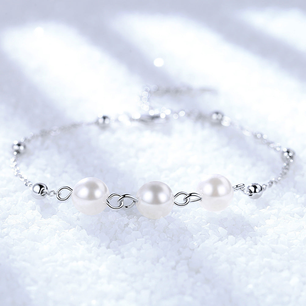 Sterling Silver Fashion Pearl Bracelet for Women - Elegant Jewelry Gift for Birthday, Anniversary & Special Occasions