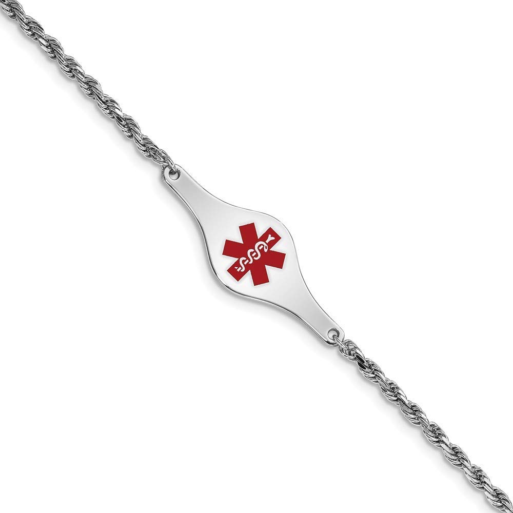 Sterling Silver Medical Alert Bracelet for Men & Women - 8