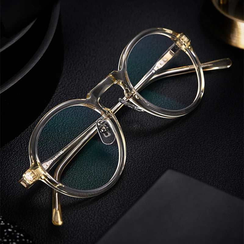 Stylish Black Unisex Full Rim Round Acetate Eyeglasses Frame 13847 - Perfect for Reading, Work & Fashion Accessories