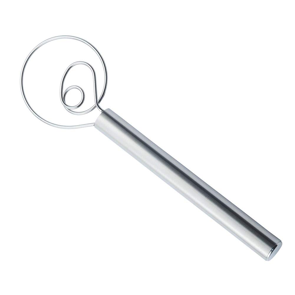 Arinda 12 Inch Stainless Steel Danish Dough Whisk - Heavy Duty Dutch Bread Mixer for Baking, Cooking & Pastry Making - Perfect for Bread, Pizza Dough, Cookies & Cake Batter