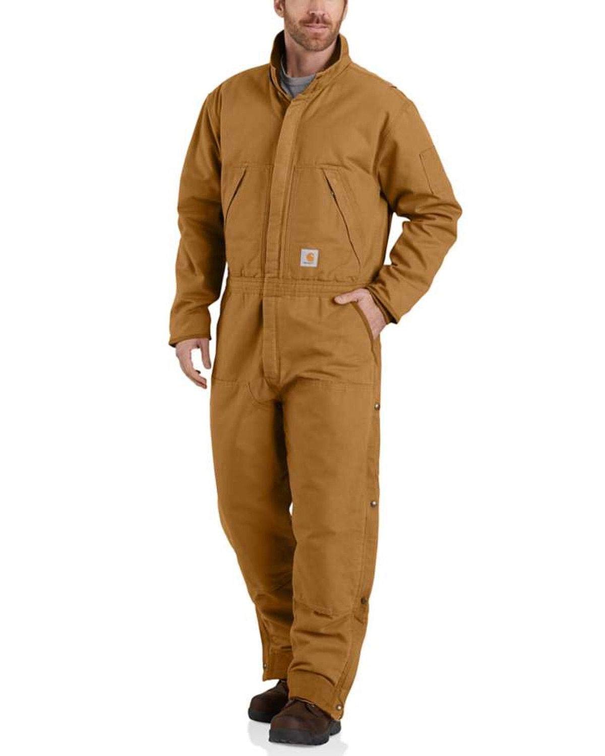 Carhartt Men's Loose Fit Washed Duck Insulated Coverall - Heavy Duty Workwear for Construction, Farming & Outdoor Jobs - Winter Work Coveralls for Cold Weather Protection