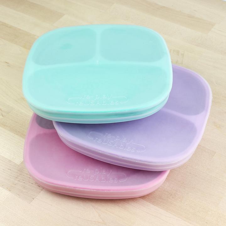RePlay 7-Section Divided/Flat Silicone Plate Cover - Microwave & Freezer Safe, Perfect for Meal Prep, Baby Food & Leftovers Storage