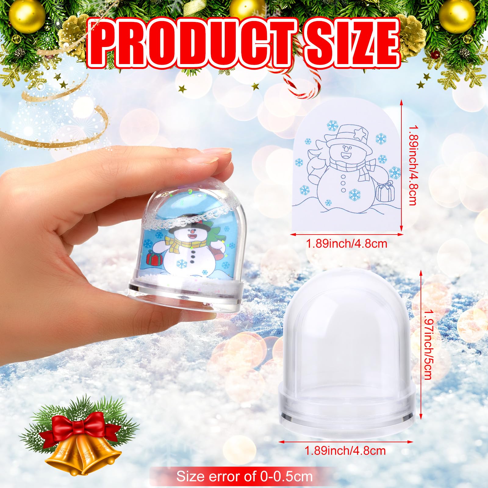Poen 24 Set Christmas Snowman Snow Globe Kits for Kids Bulk - DIY Holiday Craft Kit, Create Your Own Snowman Snow Globe for Christmas Decorations, Arts & Crafts, Classroom Activities & Family Fun