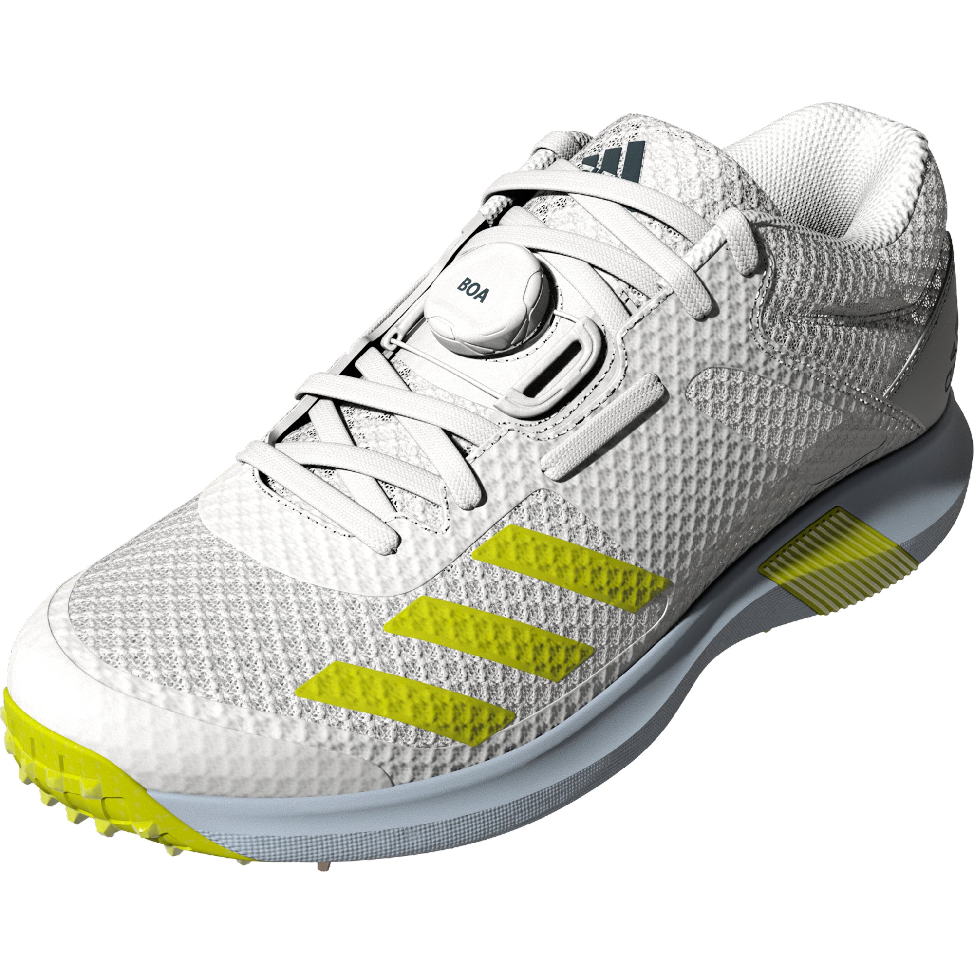 Adidas Adipower Vector MID Cricket Shoes - White & Yellow | High-Performance Cricket Footwear for Matches & Training