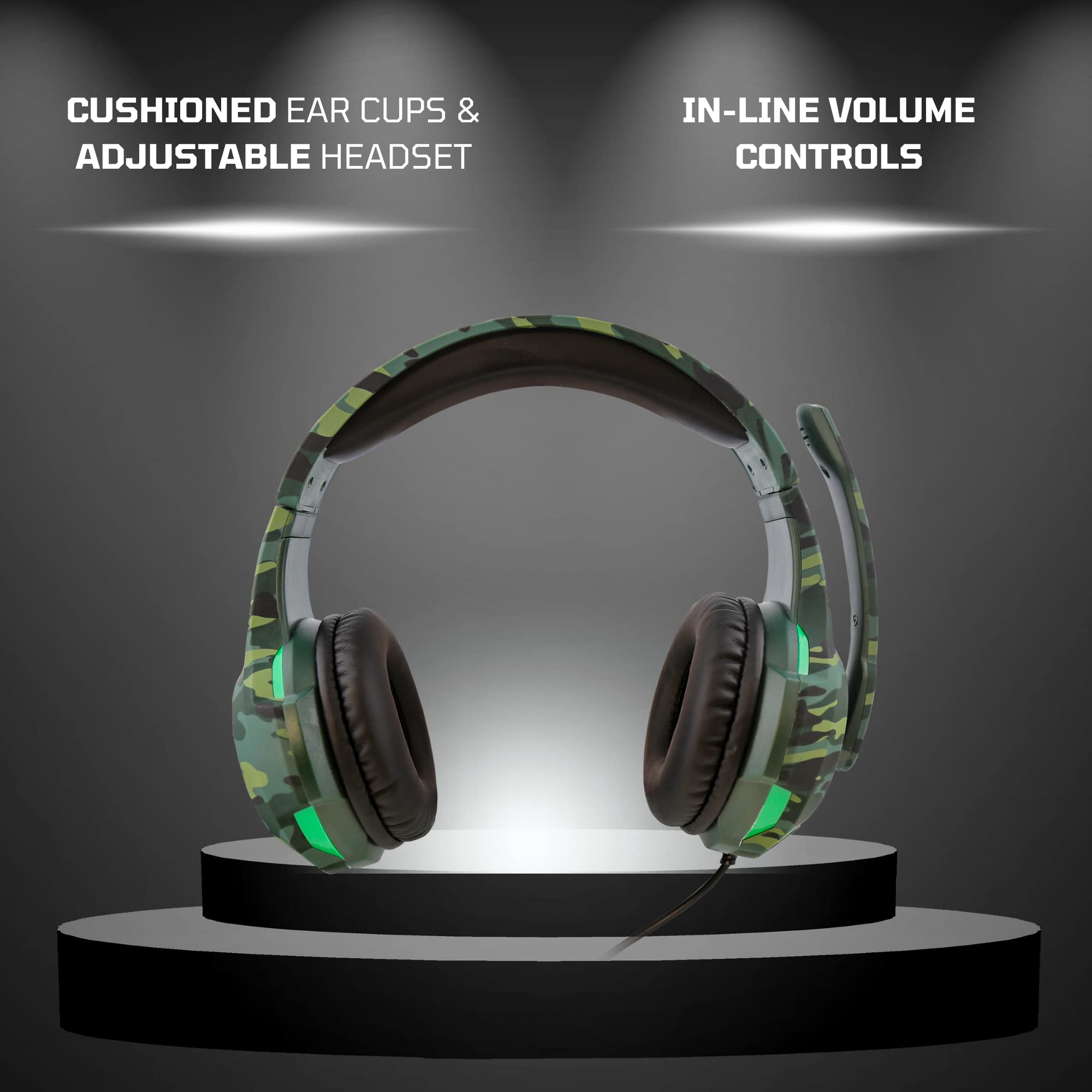 Nyko Universal Deluxe Gaming Headset - Wired Over-Ear Headphones with Adjustable Noise-Canceling Mic for Xbox One, Xbox Series X, PS4, PS5, Nintendo Switch & Mac (Forest Camo) - Perfect for Competitive Gaming, Online Chat & Immersive Audio Experience
